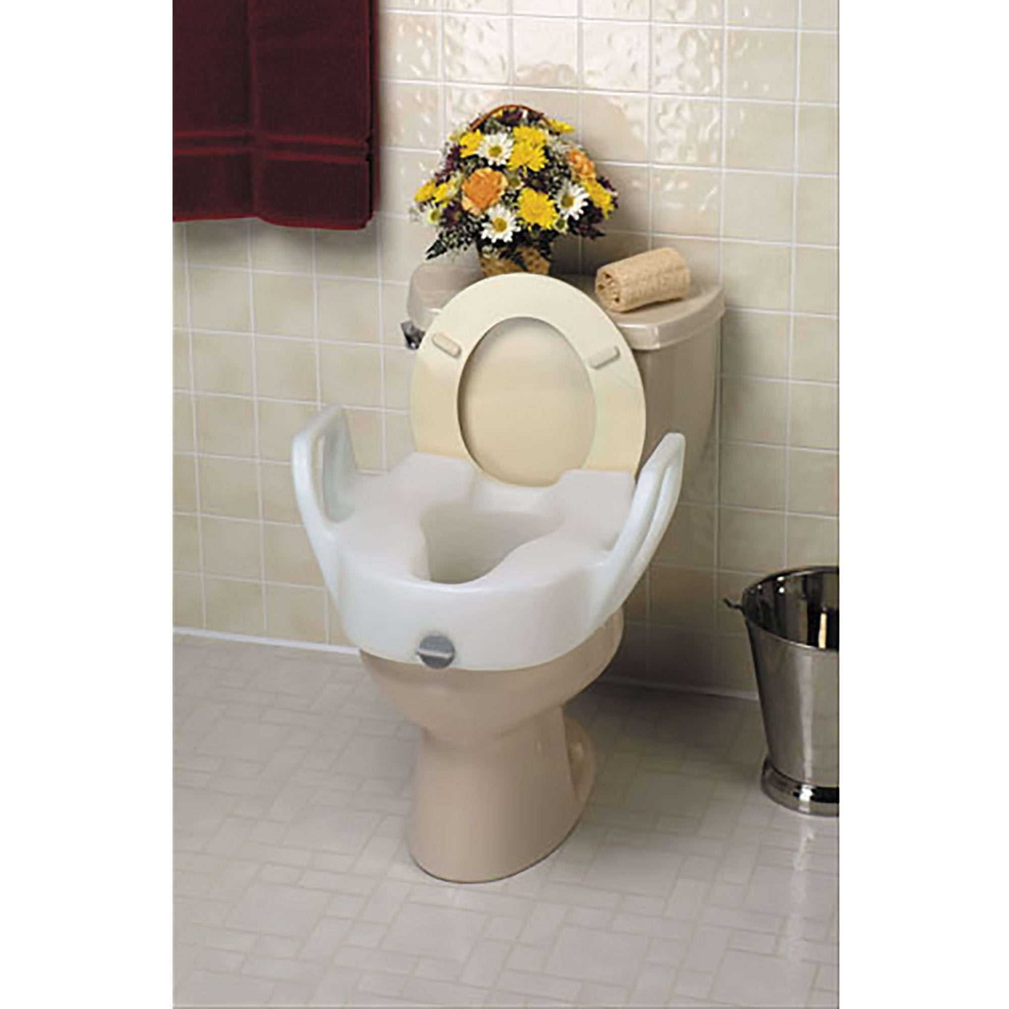Raised Toilet Seat with Arms Ableware Lock-On™ 5 Inch Height Standard / Elongated 300 lbs. Weight Capacity - image 2