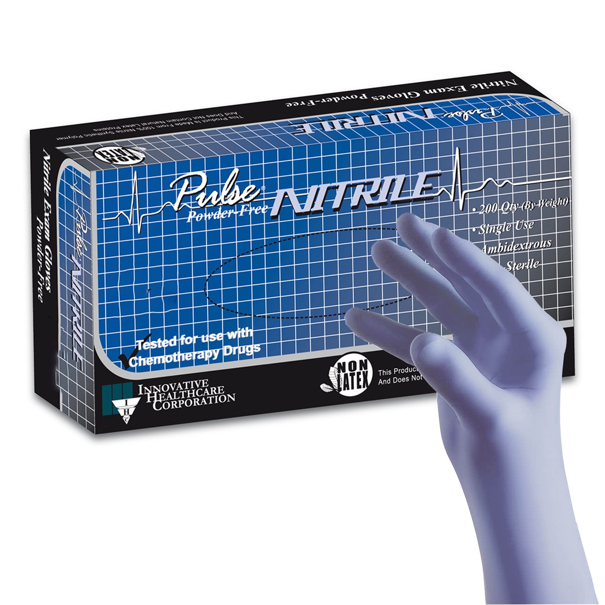 Pulse® Nitrile Exam Glove, Large, Aqua Blue