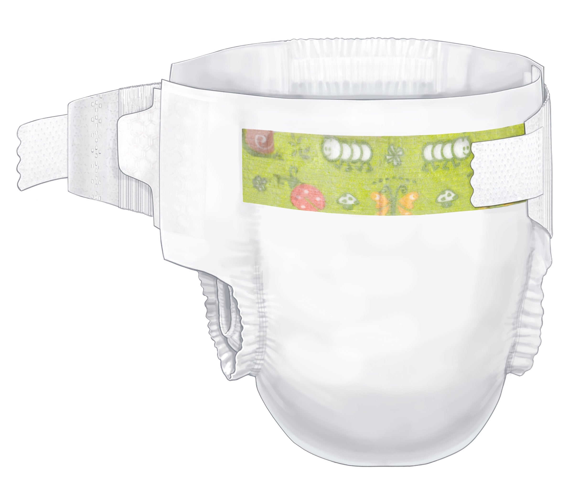 Unisex Baby Diaper Cardinal Health™ Wings™ Size 2 / Small / Medium Disposable Heavy Absorbency