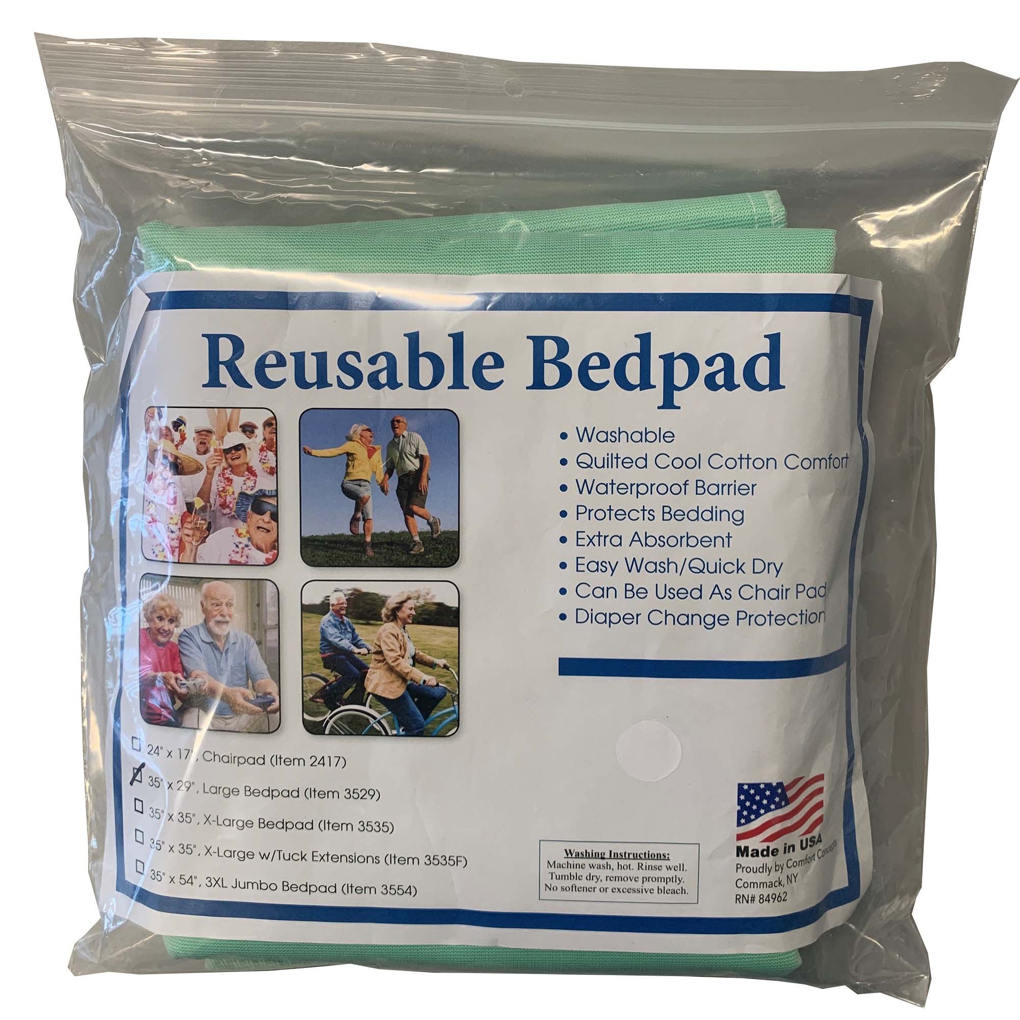 Reusable Underpad 35 X 54 Inch Polyester / Rayon Heavy Absorbency