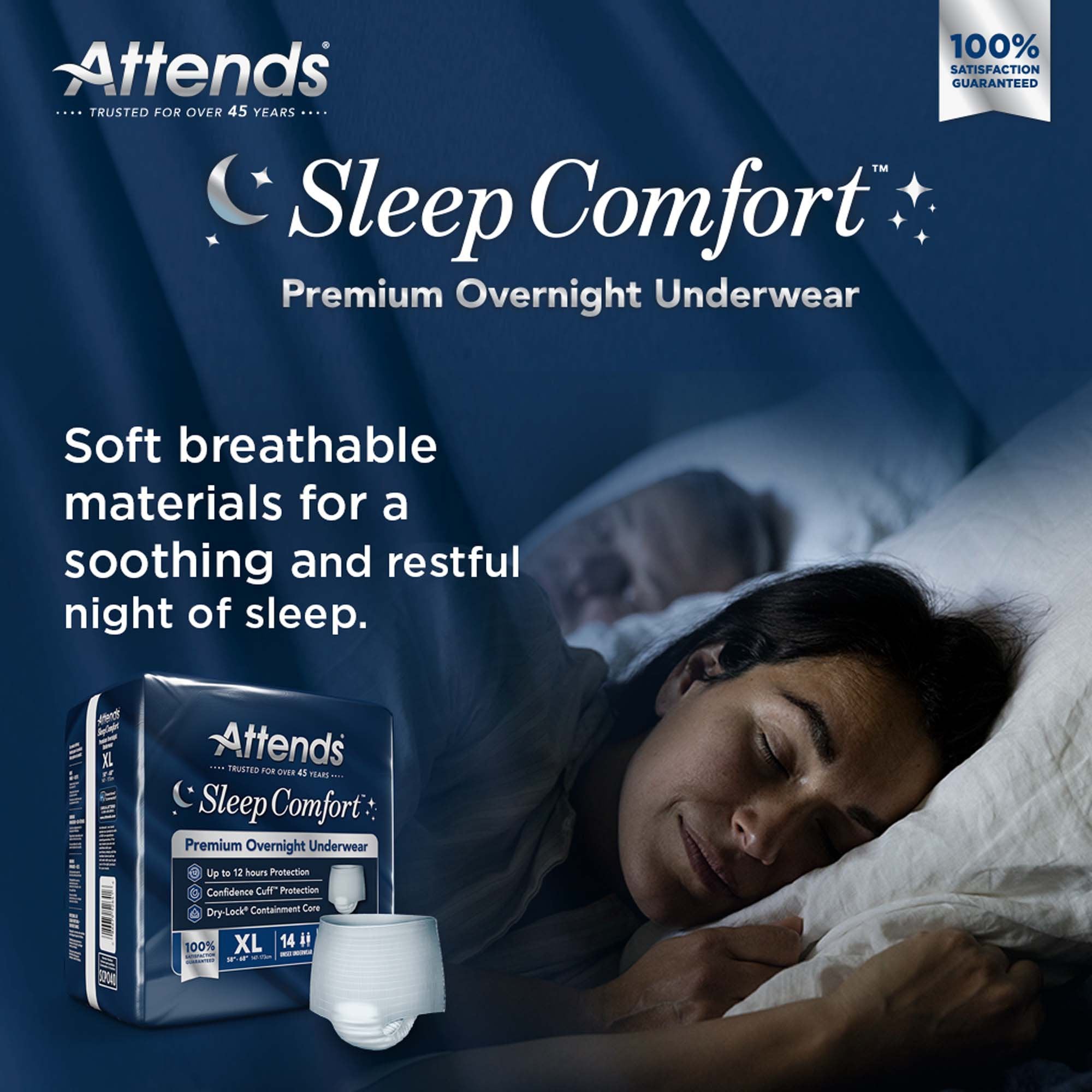 Absorbent Underwear Attends Sleep Comfort Premium Overnight Pull On with Tear Away Seams Adult X-Large Unisex Disposable Heavy Absorbency - image 8