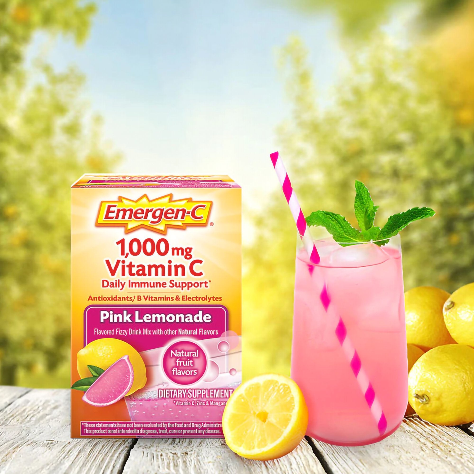 Oral Supplement Emergen-C® Daily Immune Support Pink Lemonade Flavor Powder 0.30 oz. Individual Packet - image 2