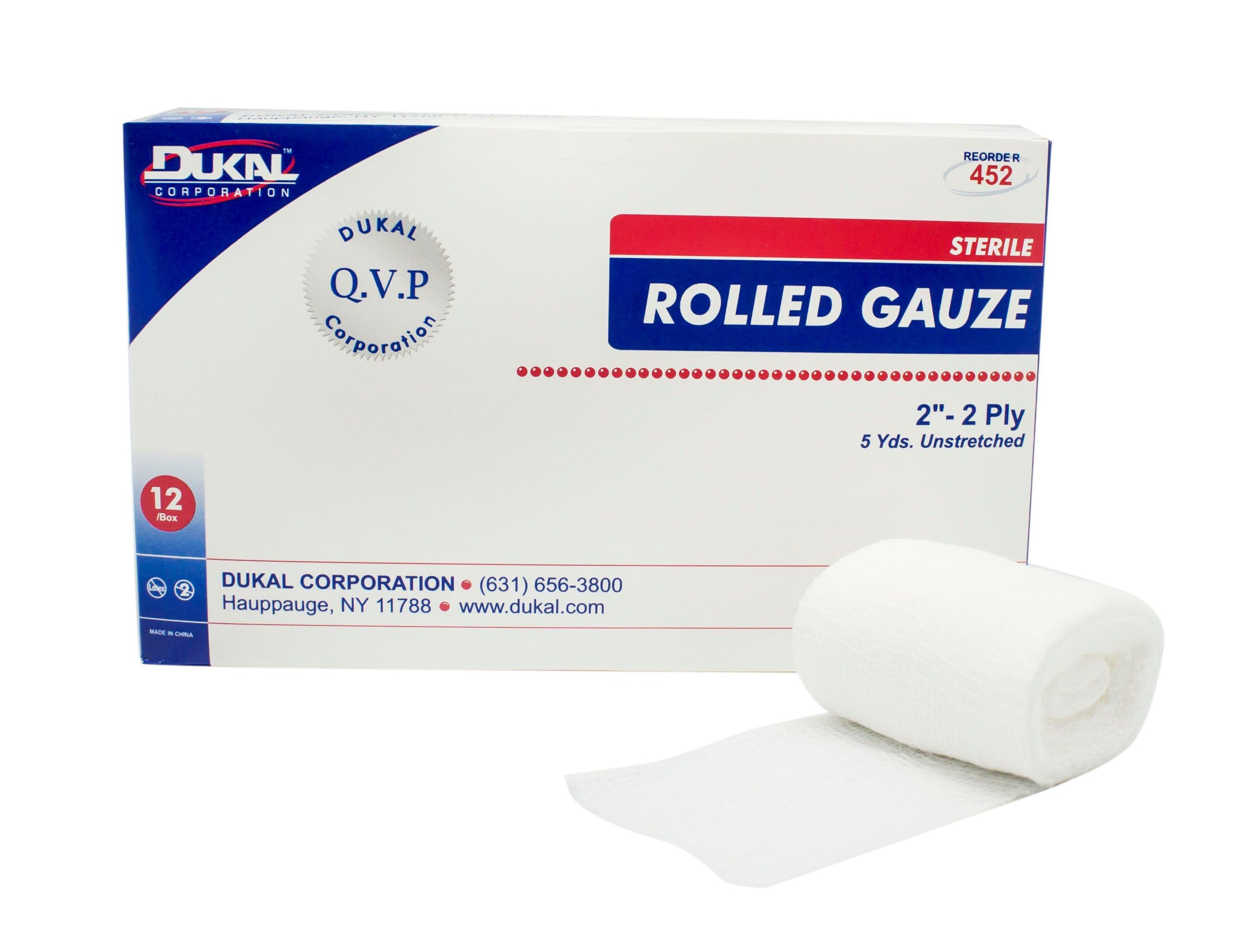 Dukal™ Sterile Fluff Bandage Roll, 2 Inch x 5 Yard, 2-Ply