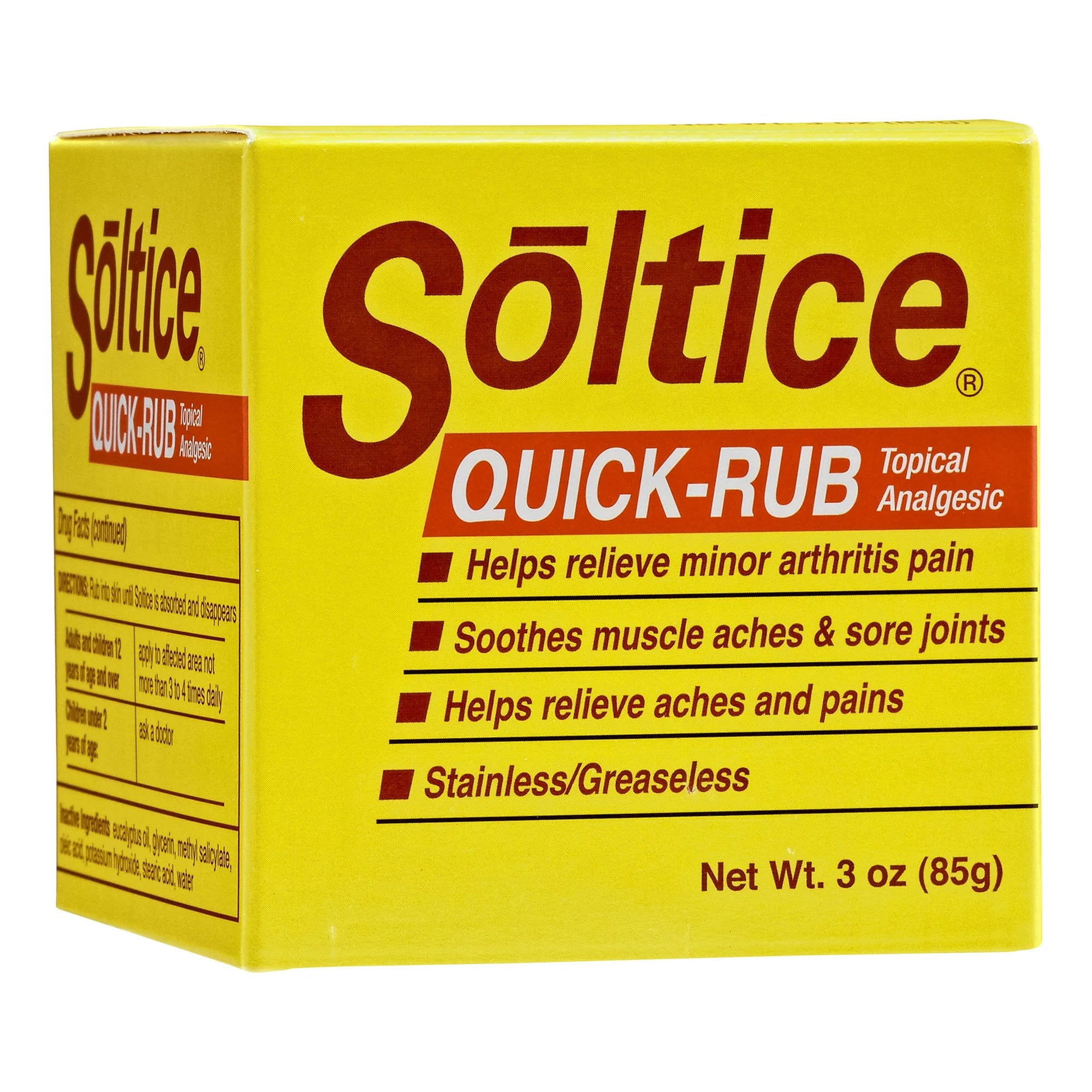 Topical Pain Relief Soltice® Quick Rub 5.1% - 5.1% Strength Menthol / Camphor Cream 3 oz. - image 2