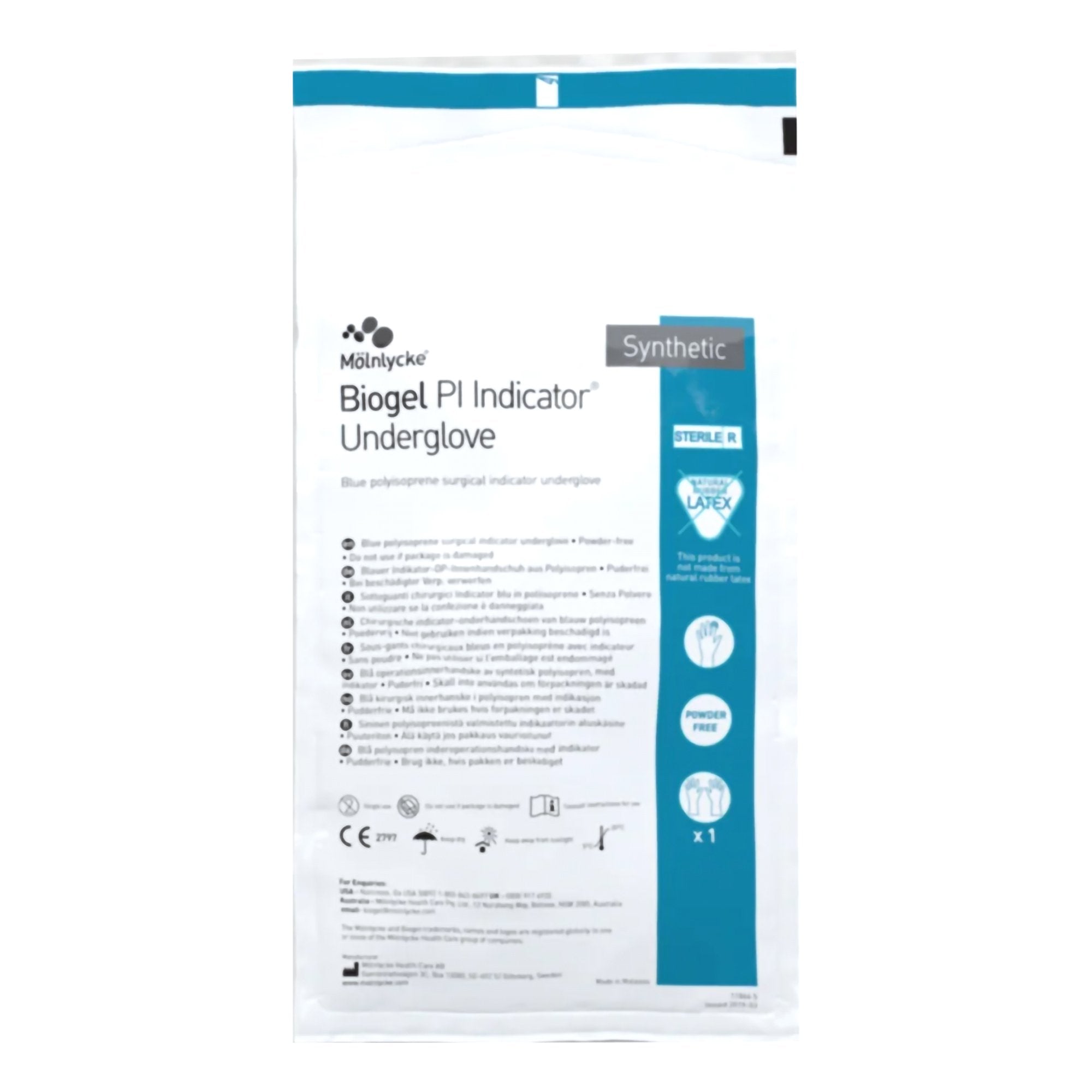 Biogel® PI Indicator Polyisoprene Surgical Underglove, Size 8.5, Blue