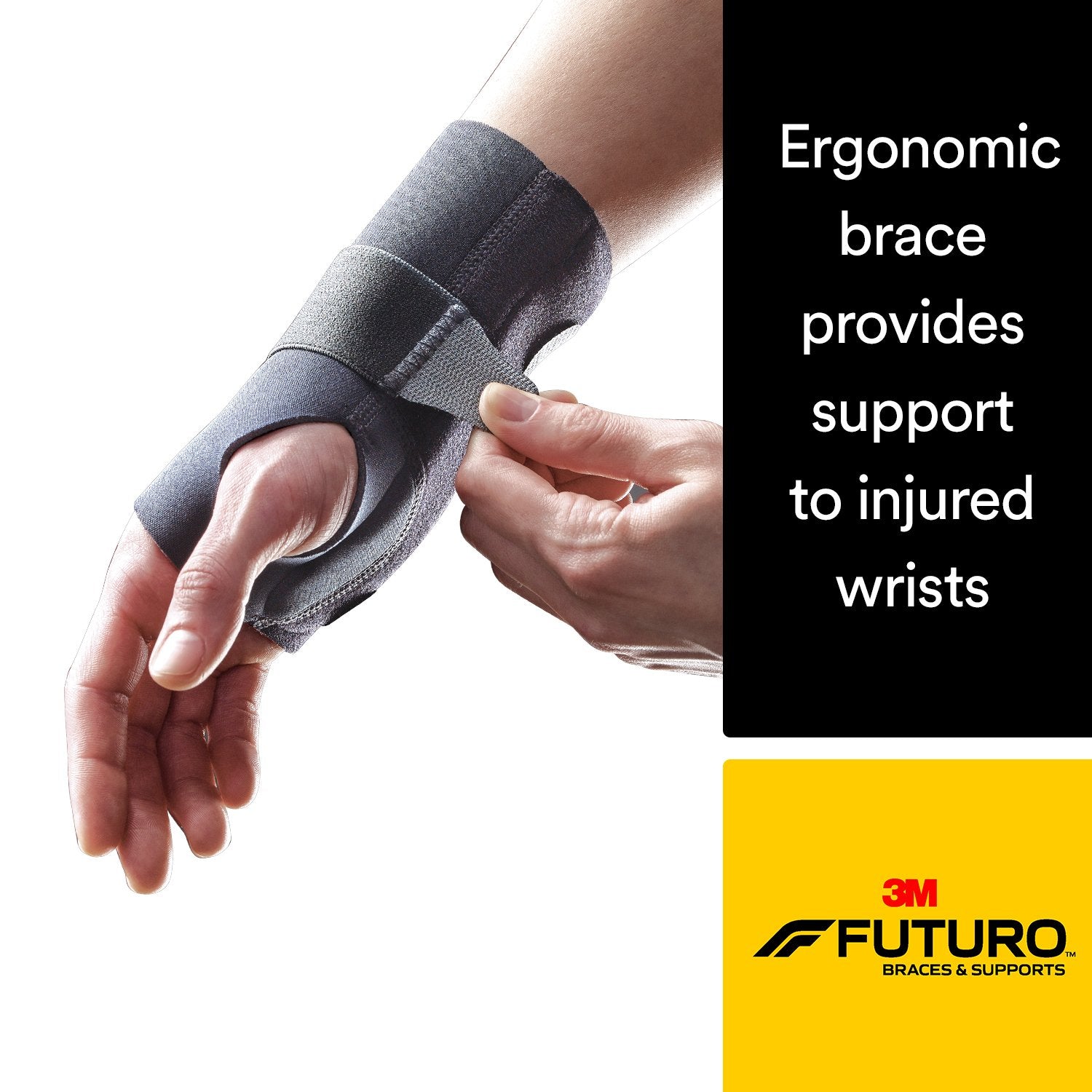 Wrist Brace Futuro™ Compression Stabilizing Low Profile Aluminum / Nylon / Polyester / Polyethylene / Spandex / Silicone Right Hand Black Large / X-Large - image 2