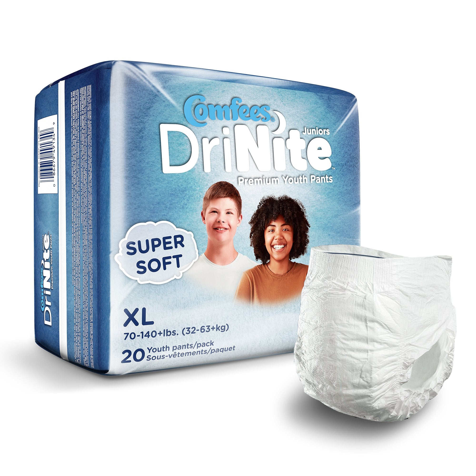 Unisex Youth Absorbent Underwear Comfees® DriNite® Juniors Pull On with Tear Away Seams X-Large Disposable Heavy Absorbency