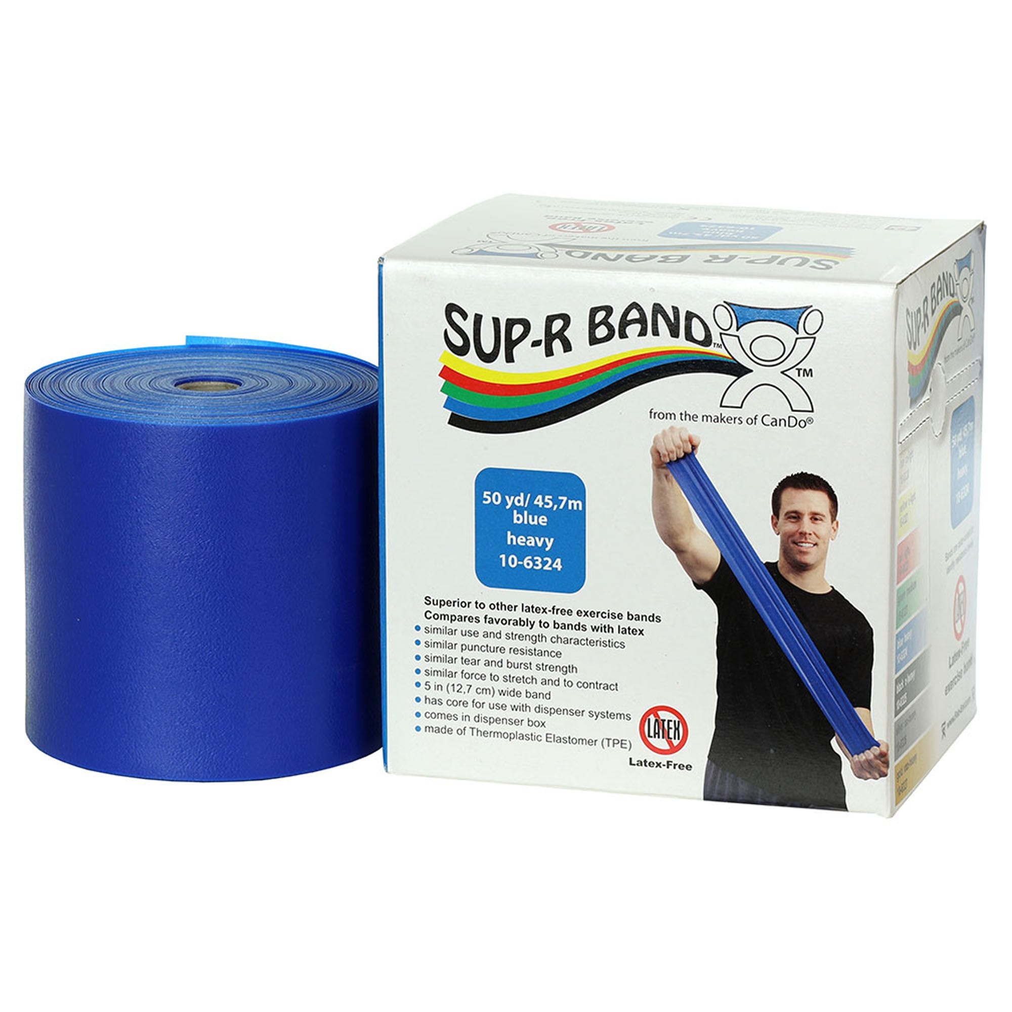 Exercise Resistance Band Sup-R Band® Blue 5 Inch X 50 Yard Heavy Resistance