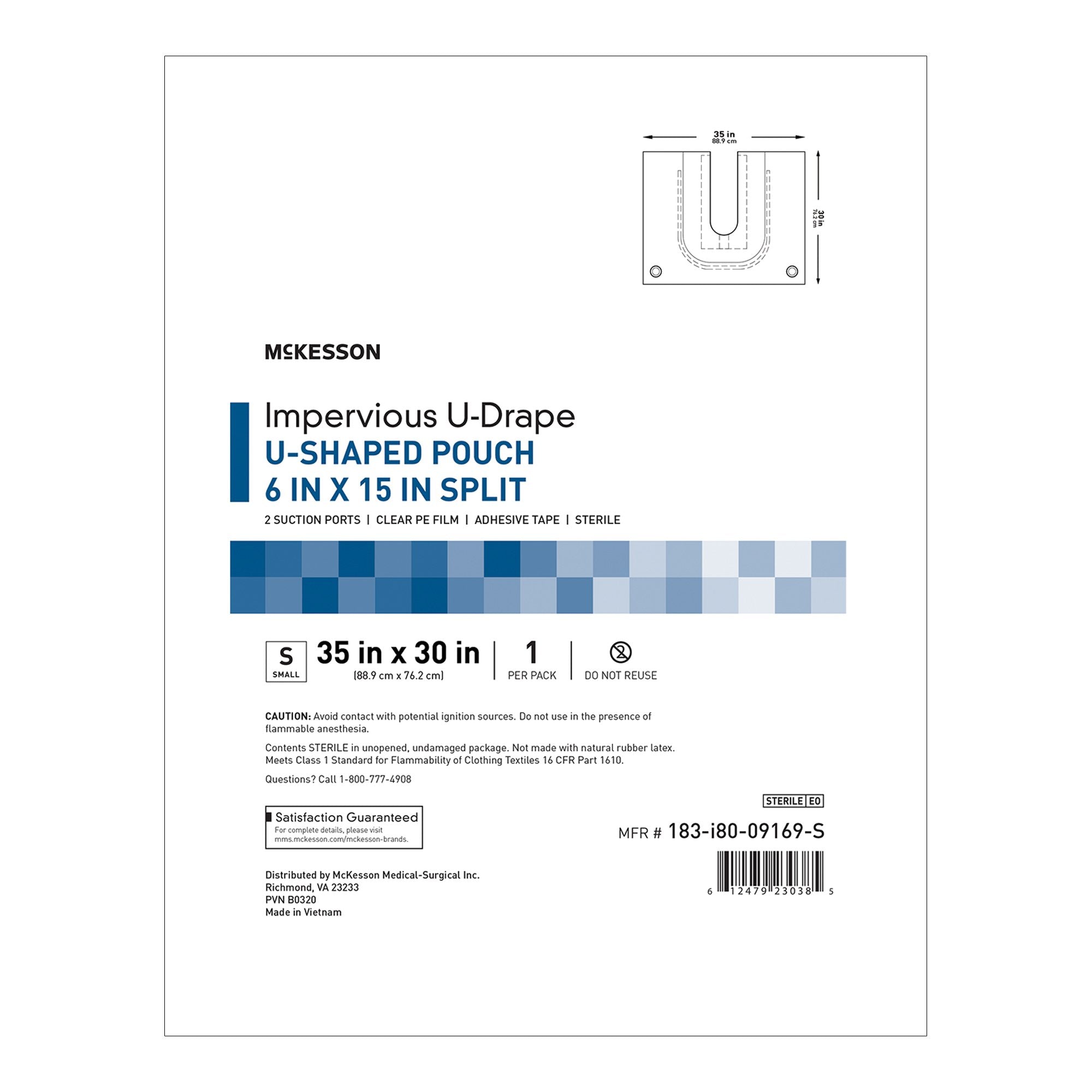 McKesson Sterile U-Drape with Pouch, 35 x 30 Inch