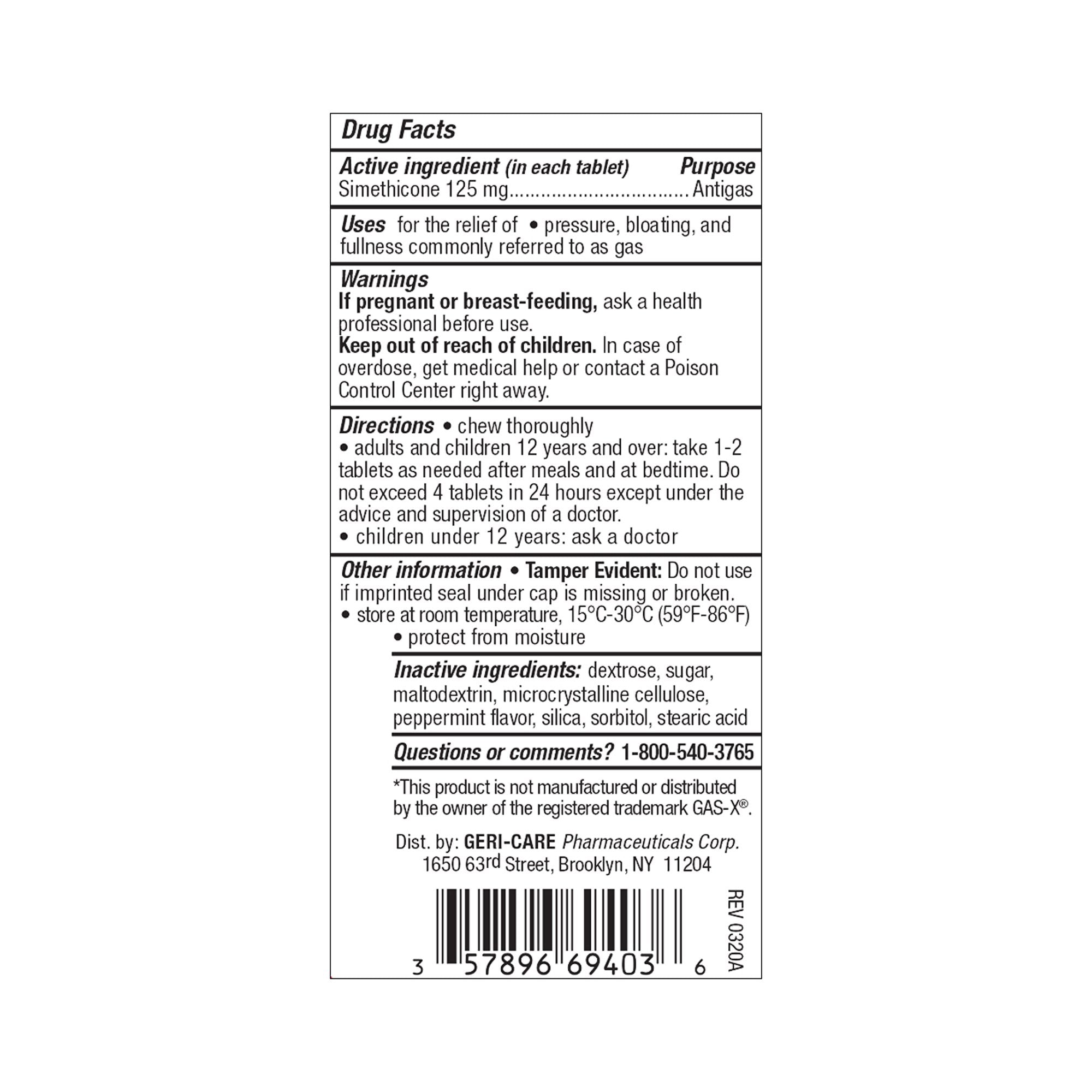 Gas Relief Geri-Care® 125 mg Strength Tablet 30 per Bottle - image 2