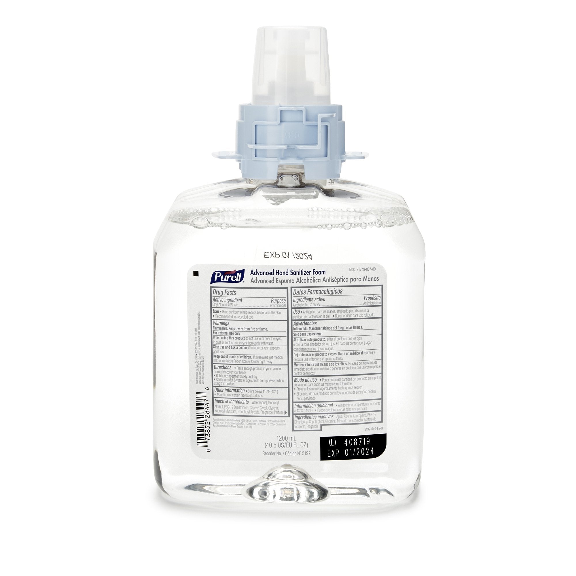 Hand Sanitizer Purell® Advanced 1,200 mL Ethyl Alcohol Foaming Dispenser Refill Bottle