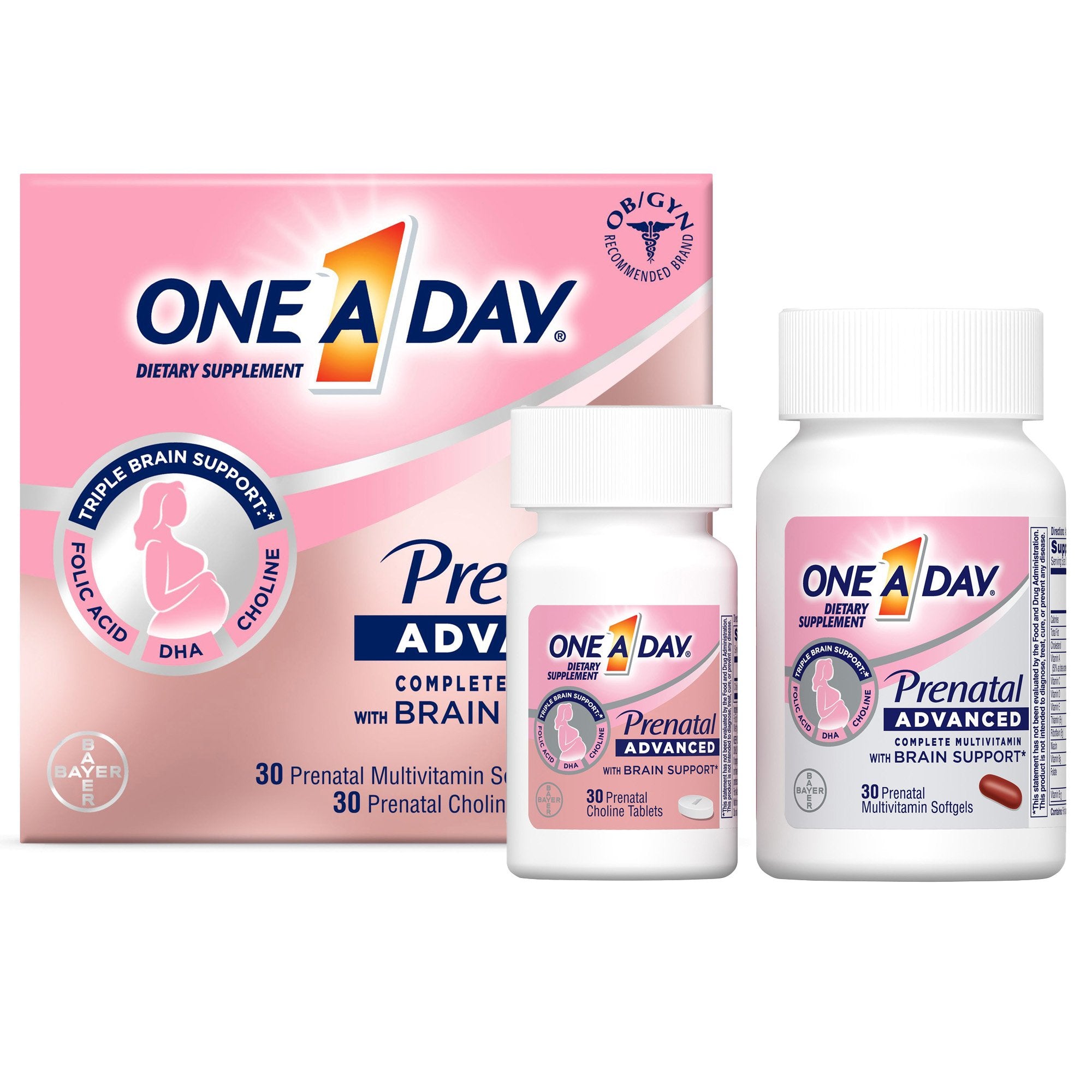 One A Day Prenatal Advanced Softgels and Tablets
