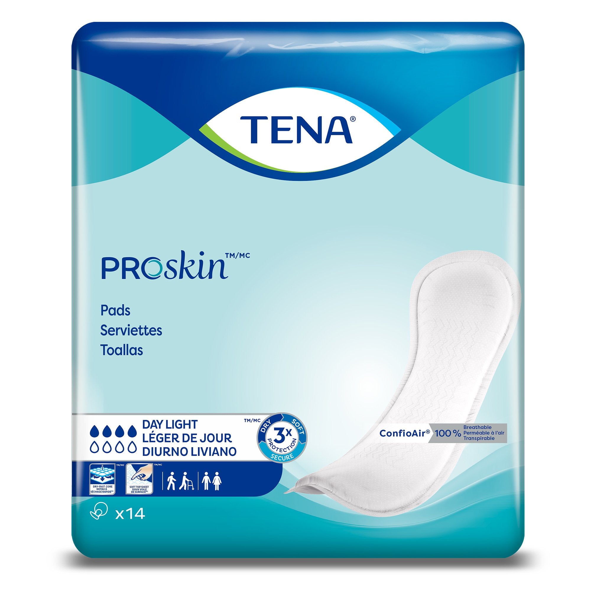 Tena ProSkin™ Day Light Bladder Control Pads, Moderate Absorbency, 13 Inches
