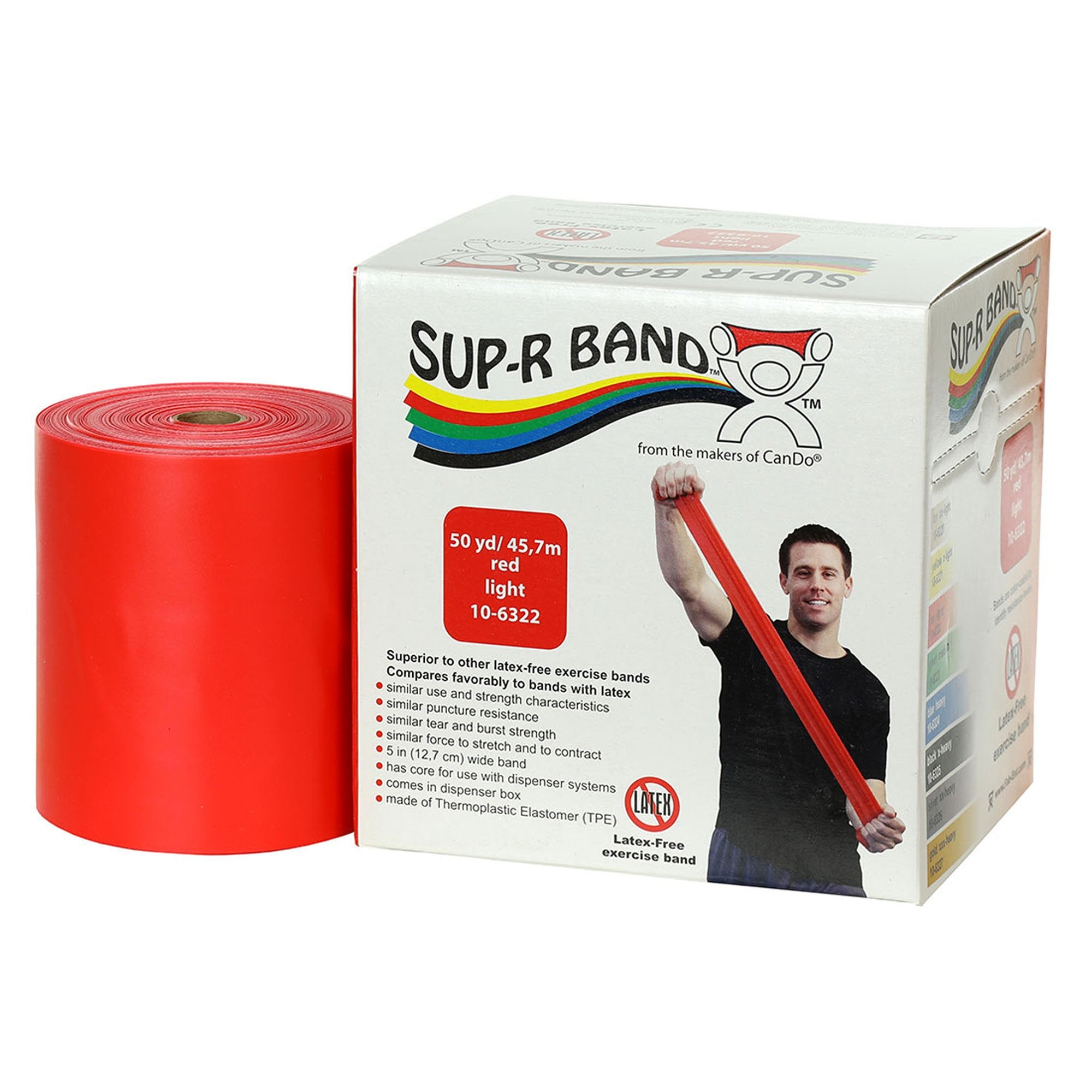Exercise Resistance Band Sup-R Band® Red 5 Inch X 50 Yard Light Resistance
