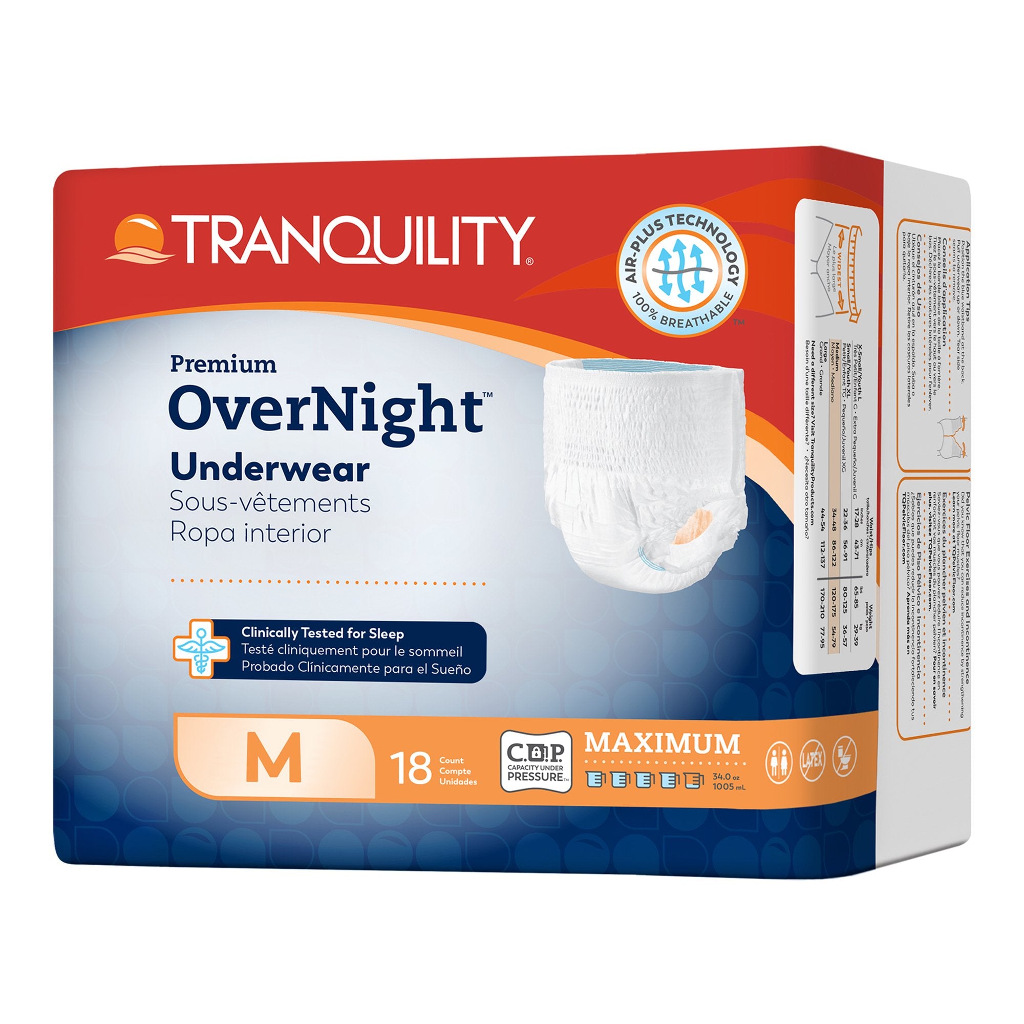 Absorbent Underwear Tranquility® Premium OverNight™ Pull On with Tear Away Seams Adult Medium Unisex Disposable Heavy Absorbency