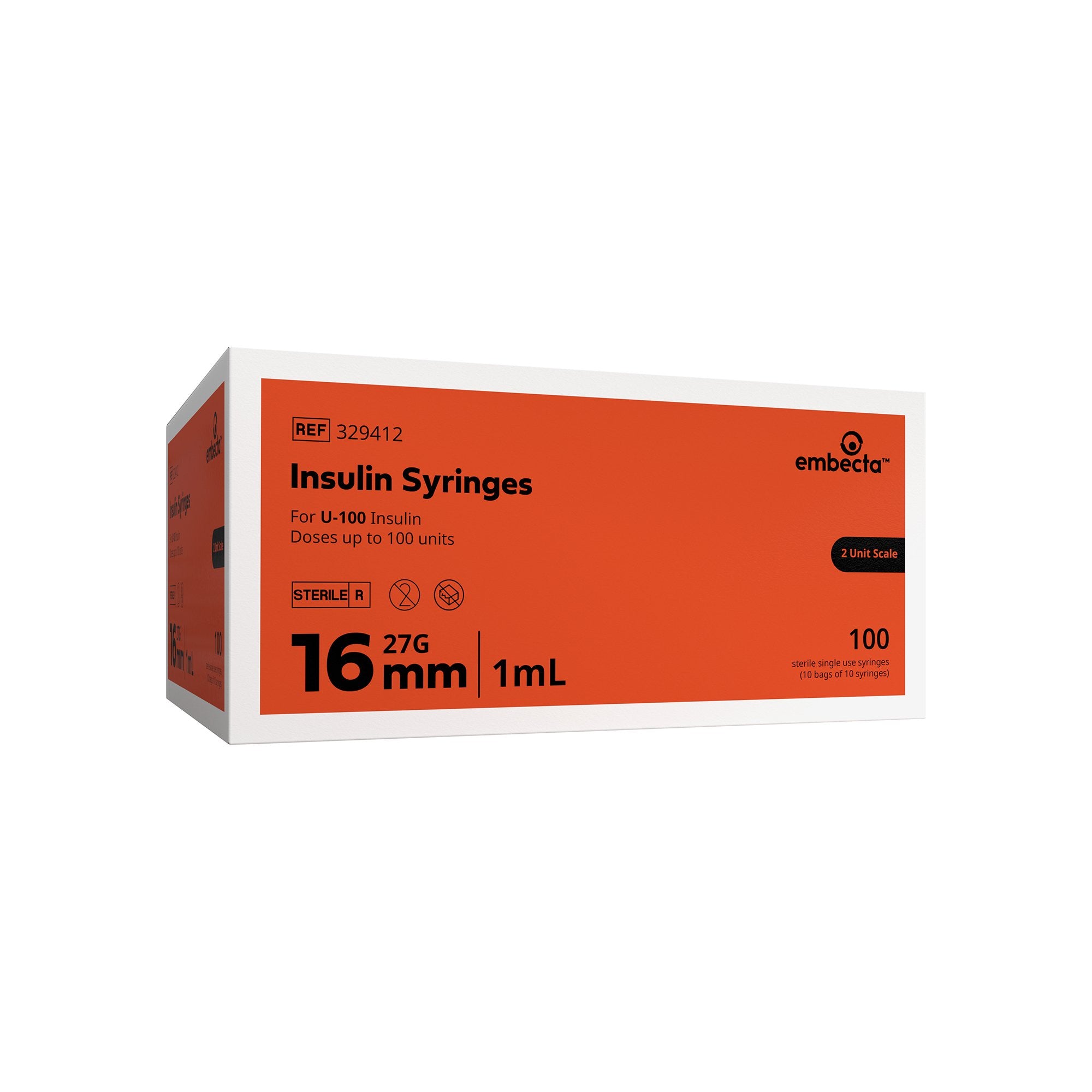 Standard Insulin Syringe with Needle Micro-Fine™ 1 mL 5/8 Inch 27 Gauge NonSafety Regular Wall