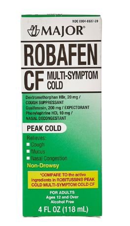Cold and Cough Relief Robafen® CF 10 mg - 100 mg - 5 mg / 5 mL Strength Liquid 4 oz.