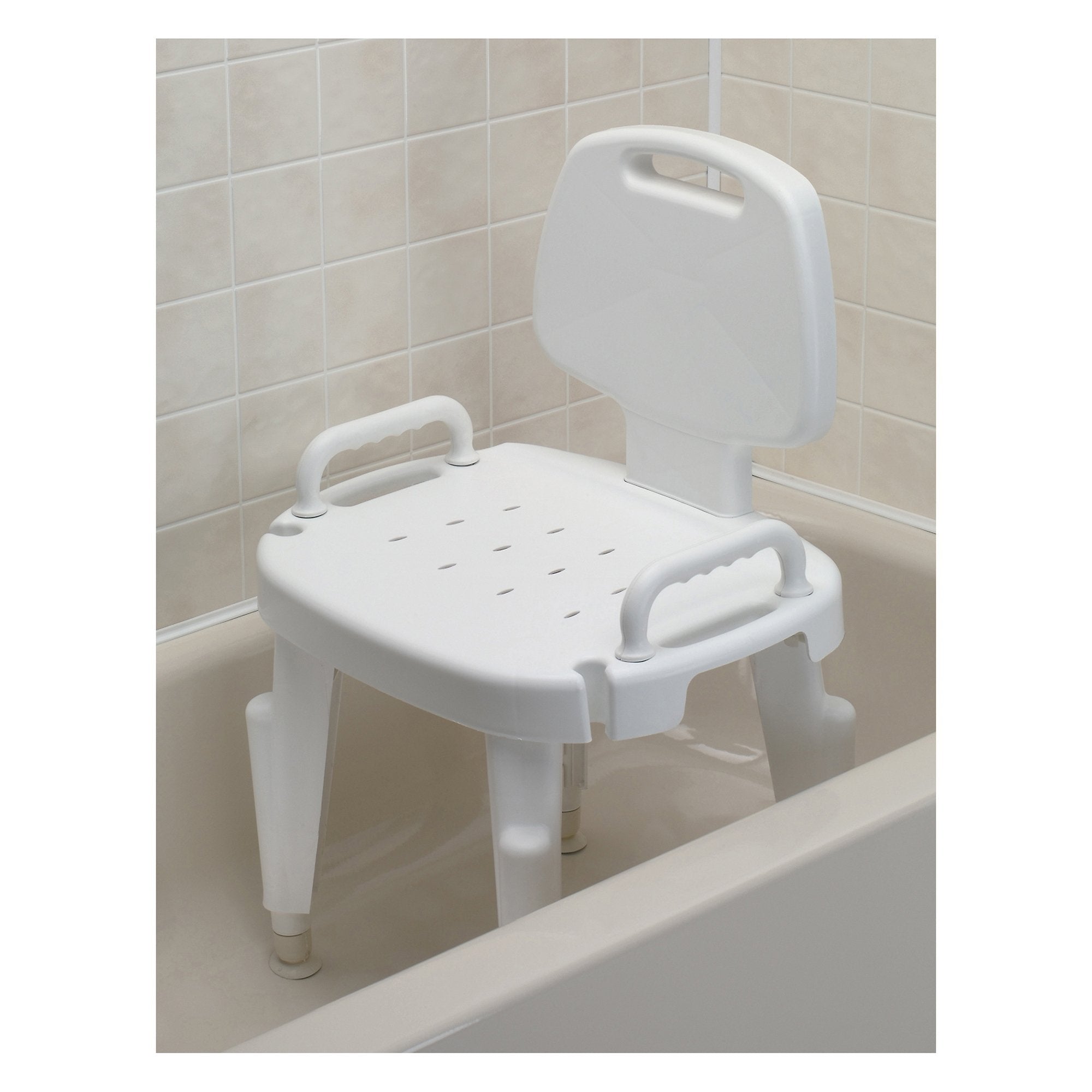 Bath Bench Maddak Removable Arms Plastic Frame Removable Backrest 17 Inch Seat Width 300 lbs. Weight Capacity - image 2