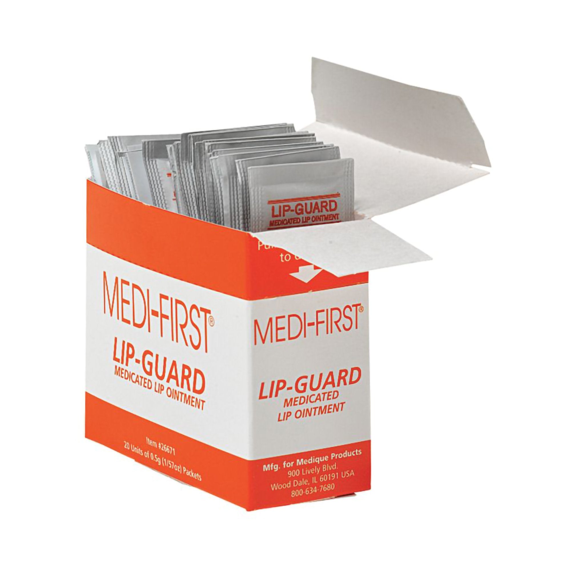 Lip Balm Medi-First® Lip Guard 0.5 Gram Ointment Individual Packet Pomegranate Flavor
