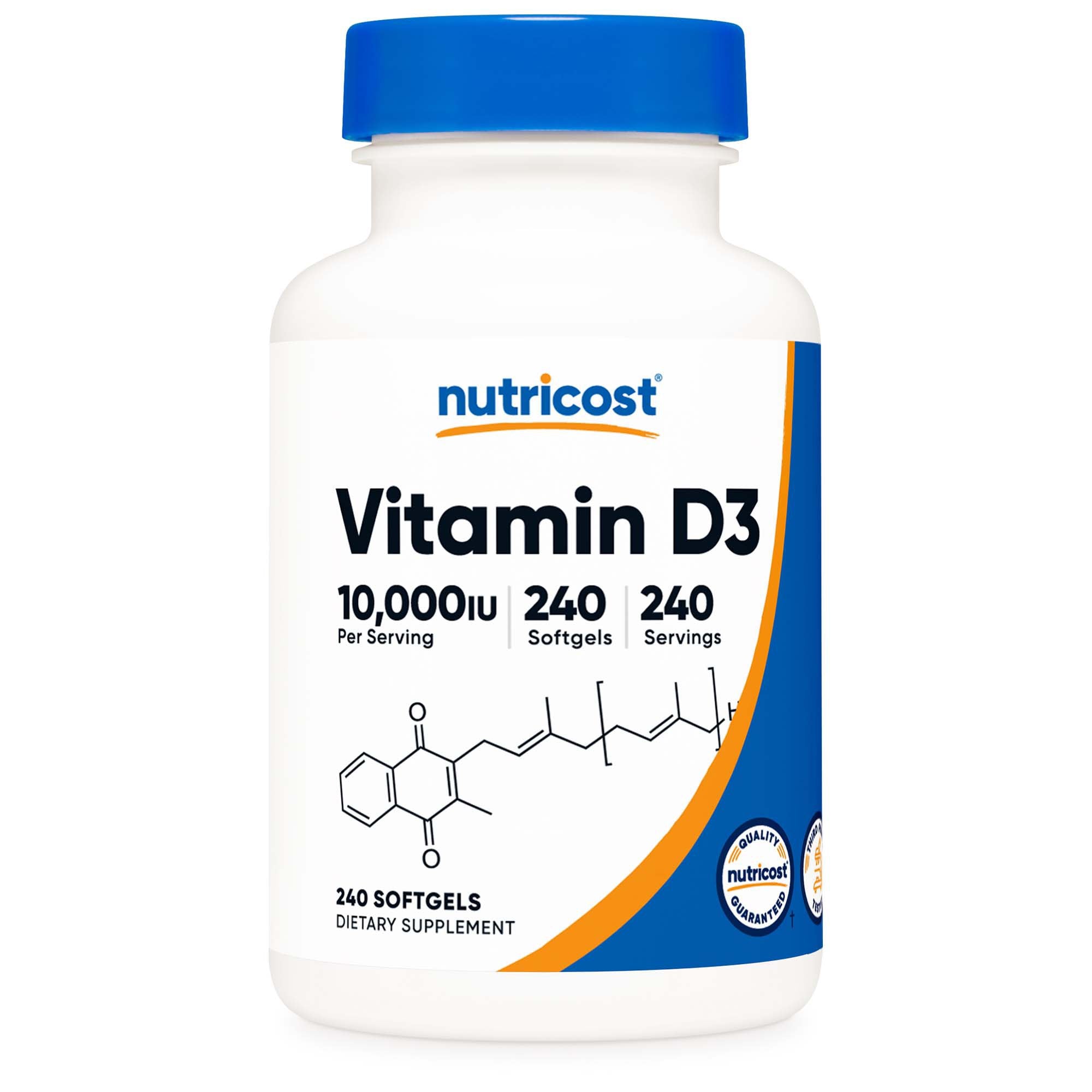 Dietary Supplement nutricost® Vitamin D3 10,000 IU Strength Softgel 240 Per Bottle
