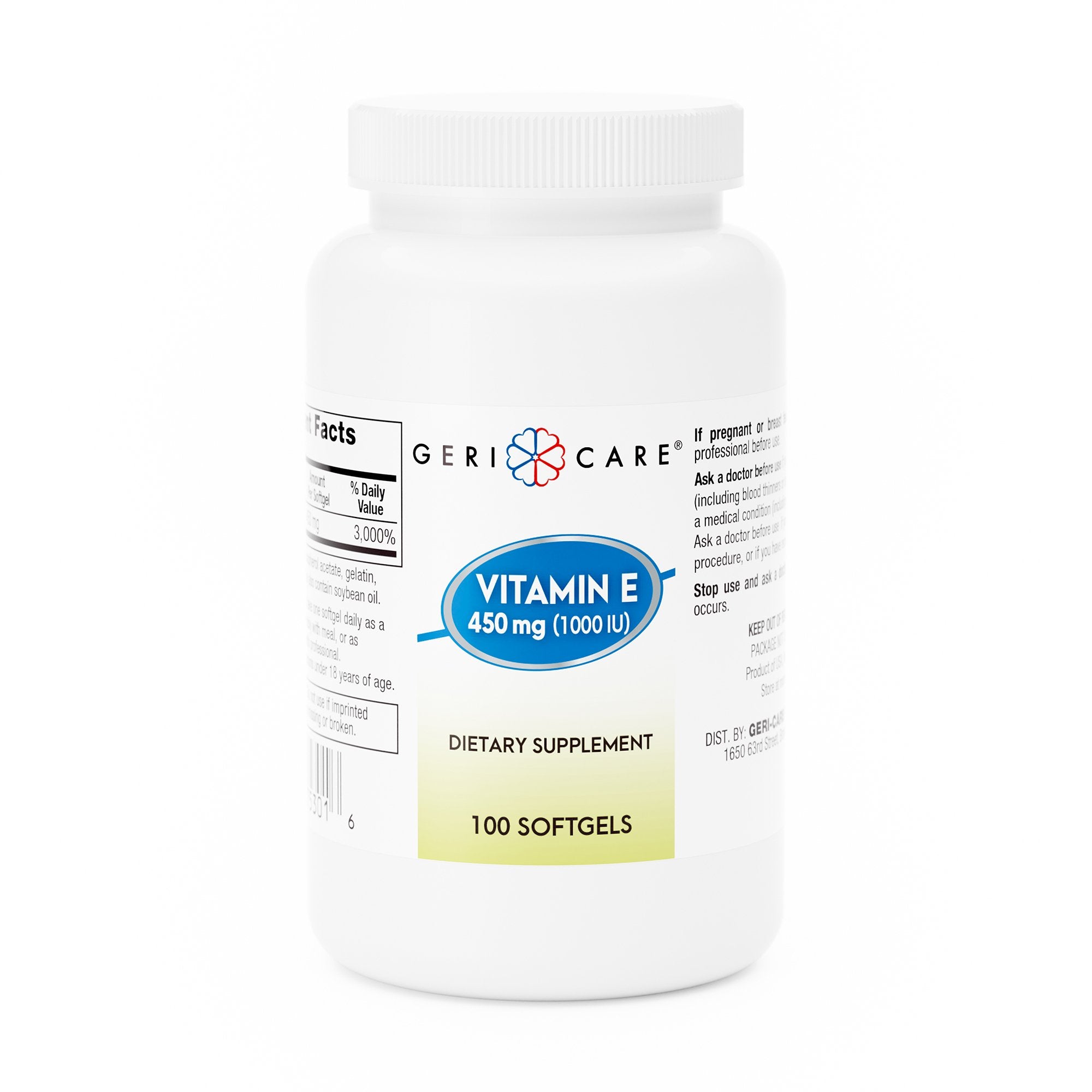 Vitamin Supplement Geri-Care® Vitamin E 1,000 IU Strength Softgel 100 per Bottle