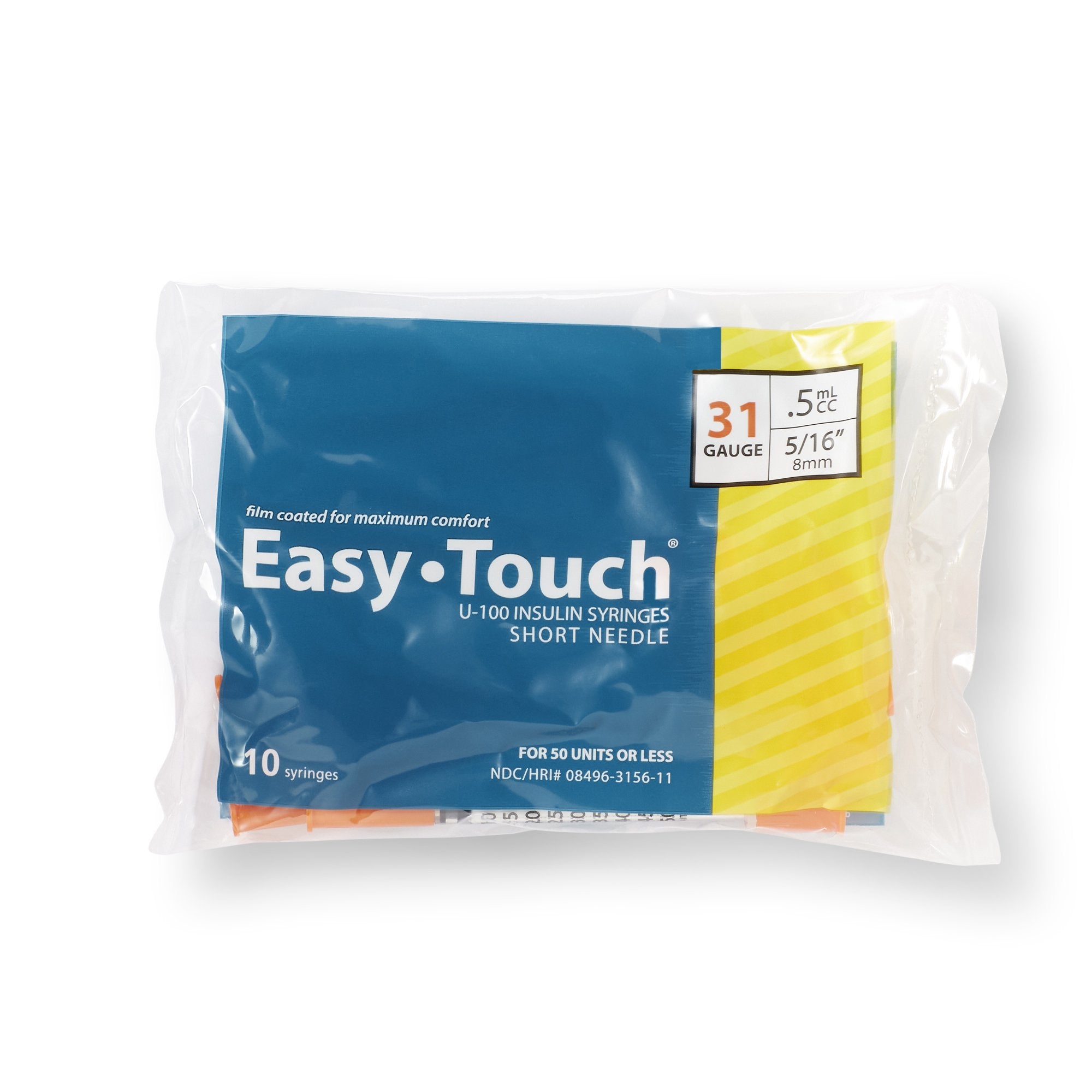 Standard Insulin Syringe with Needle EasyTouch™ 0.5 mL 5/16 Inch 31 Gauge NonSafety Thin Wall - image 2