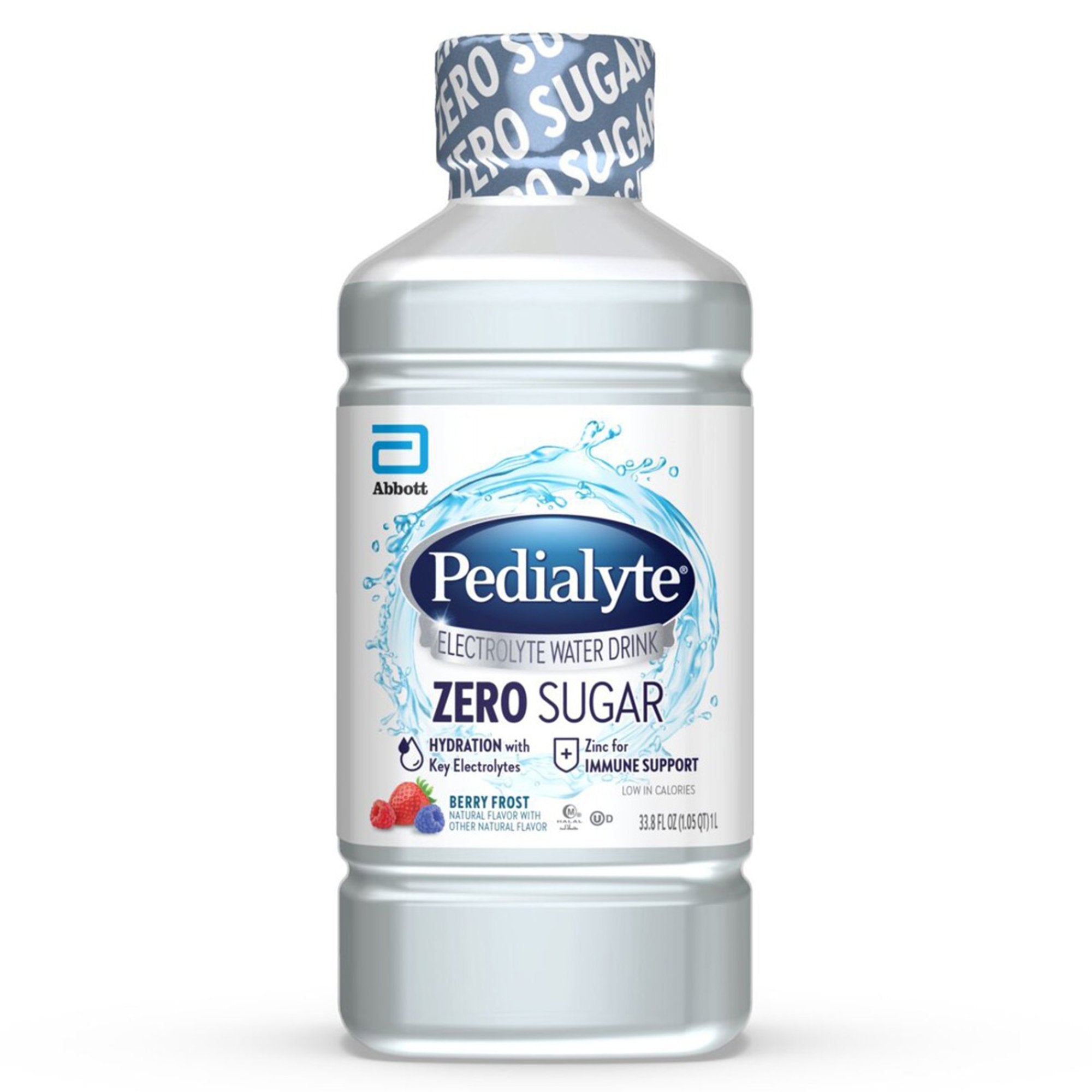 Pedialyte® Zero Sugar Electrolyte Water Drink, Berry Frost, 1 liter bottle