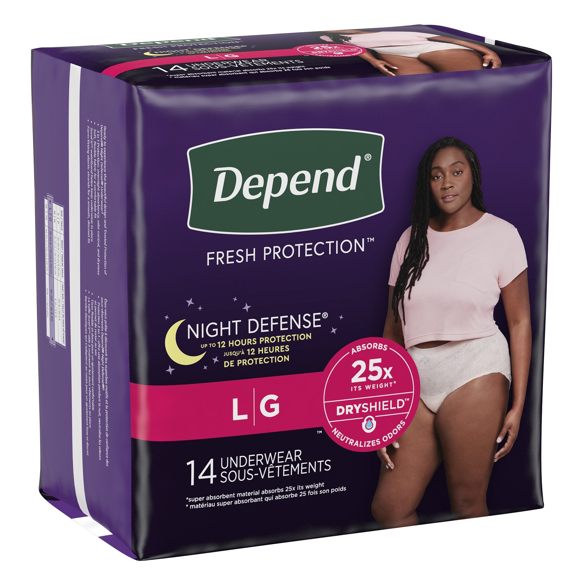 Absorbent Underwear Depend® Night Defense® Waistband Style Adult Large Female Disposable Heavy Absorbency