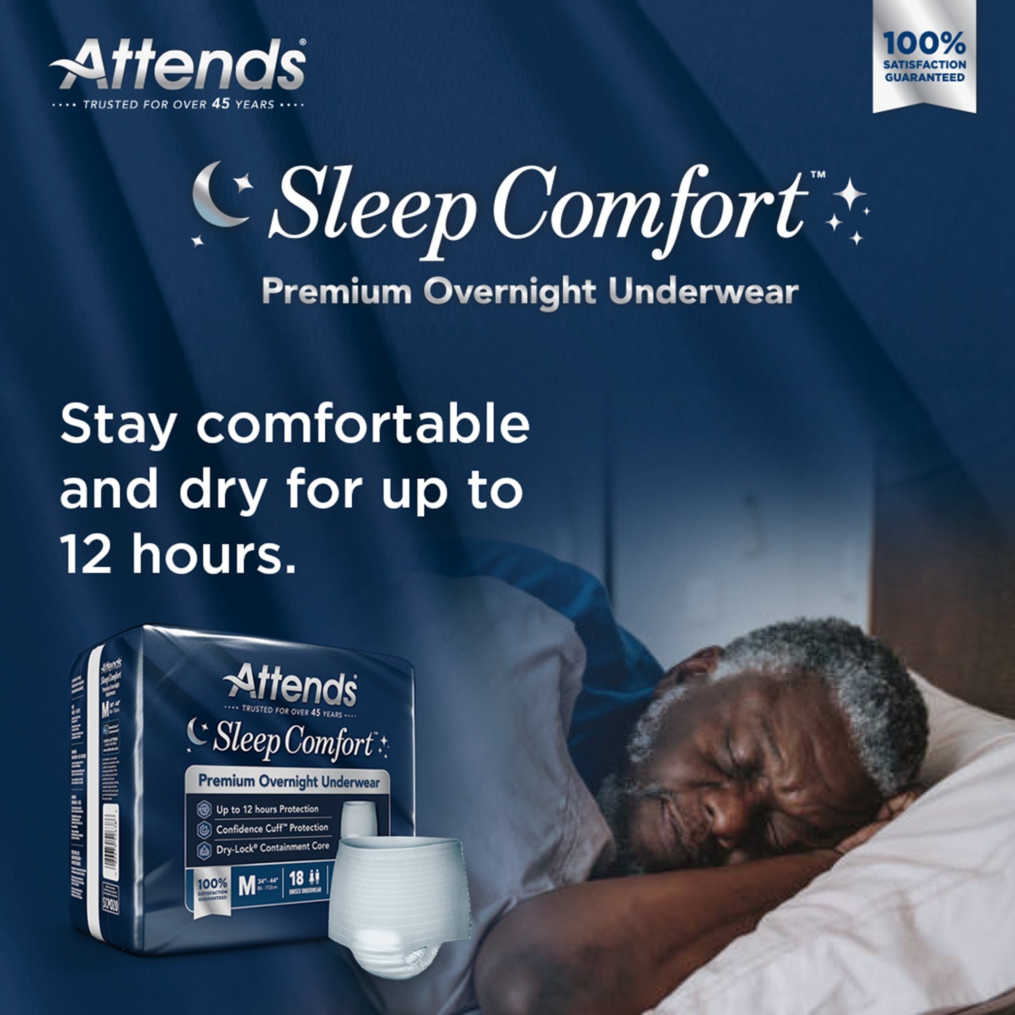 Absorbent Underwear Attends Sleep Comfort Premium Overnight Pull On with Tear Away Seams Adult Medium Unisex Disposable Heavy Absorbency - image 9