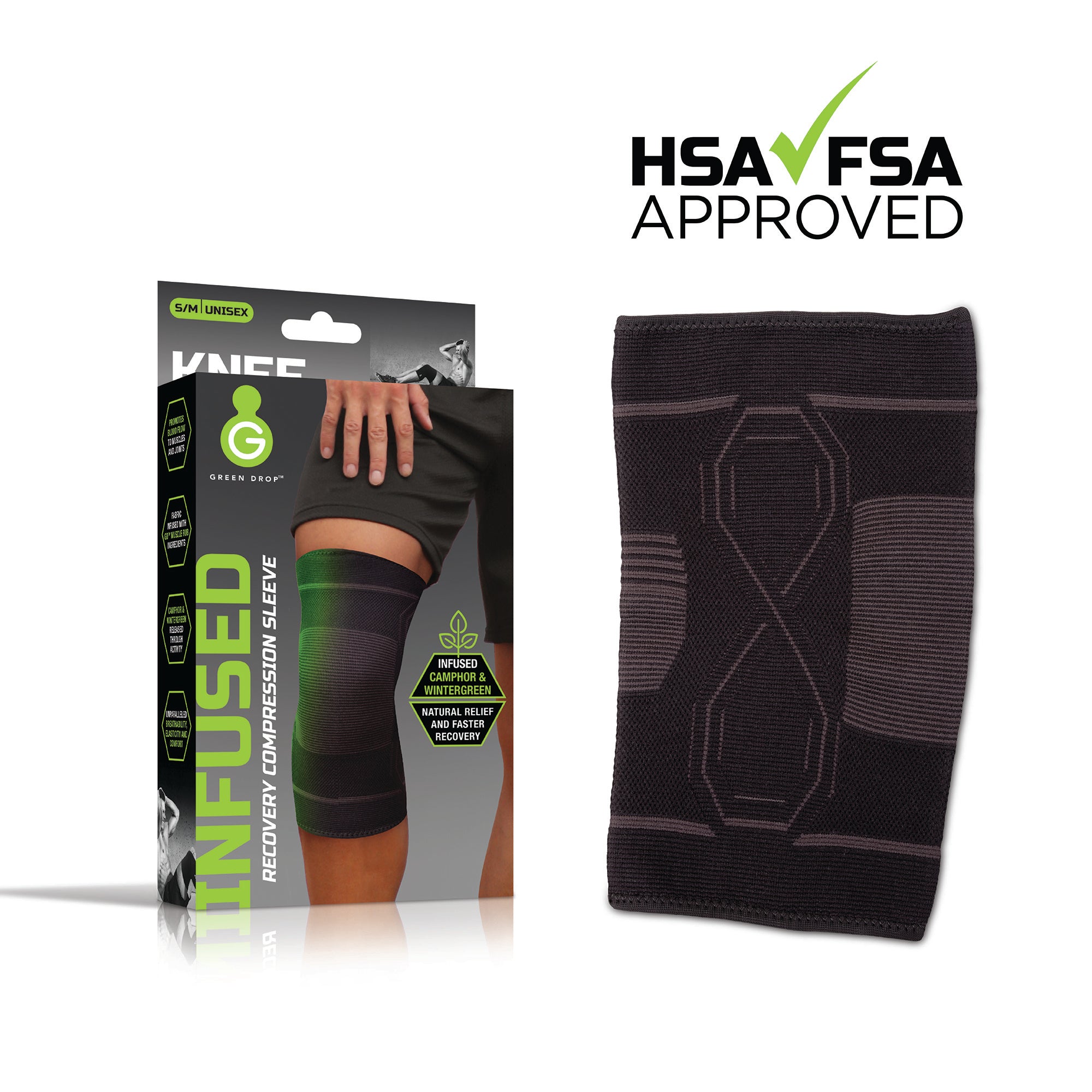 Knee Support Green Drop™ Large / X-Large Pull-On 16 to 19 Inch Thigh Circumference Left or Right Knee