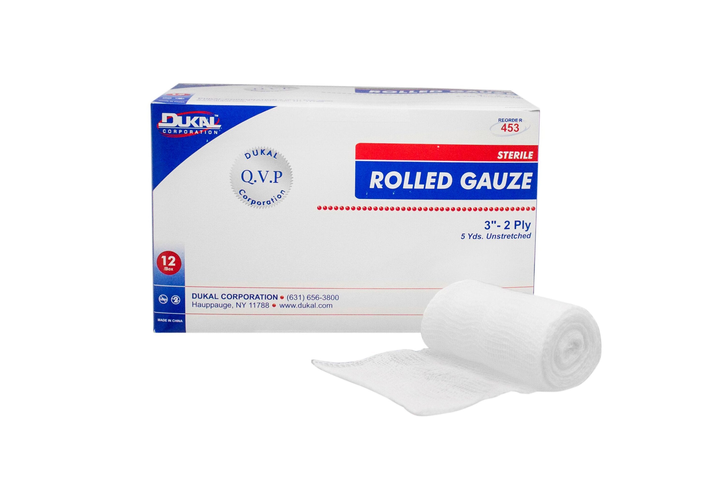 Dukal™ Sterile Fluff Bandage Roll, 3 Inch x 5 Yard, Two-Ply