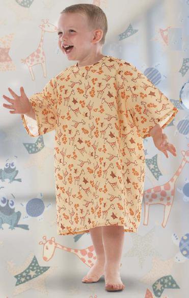 Reusable Pediatric Patient Exam Gown, Child Size (10 to 12), Frog-E Green
