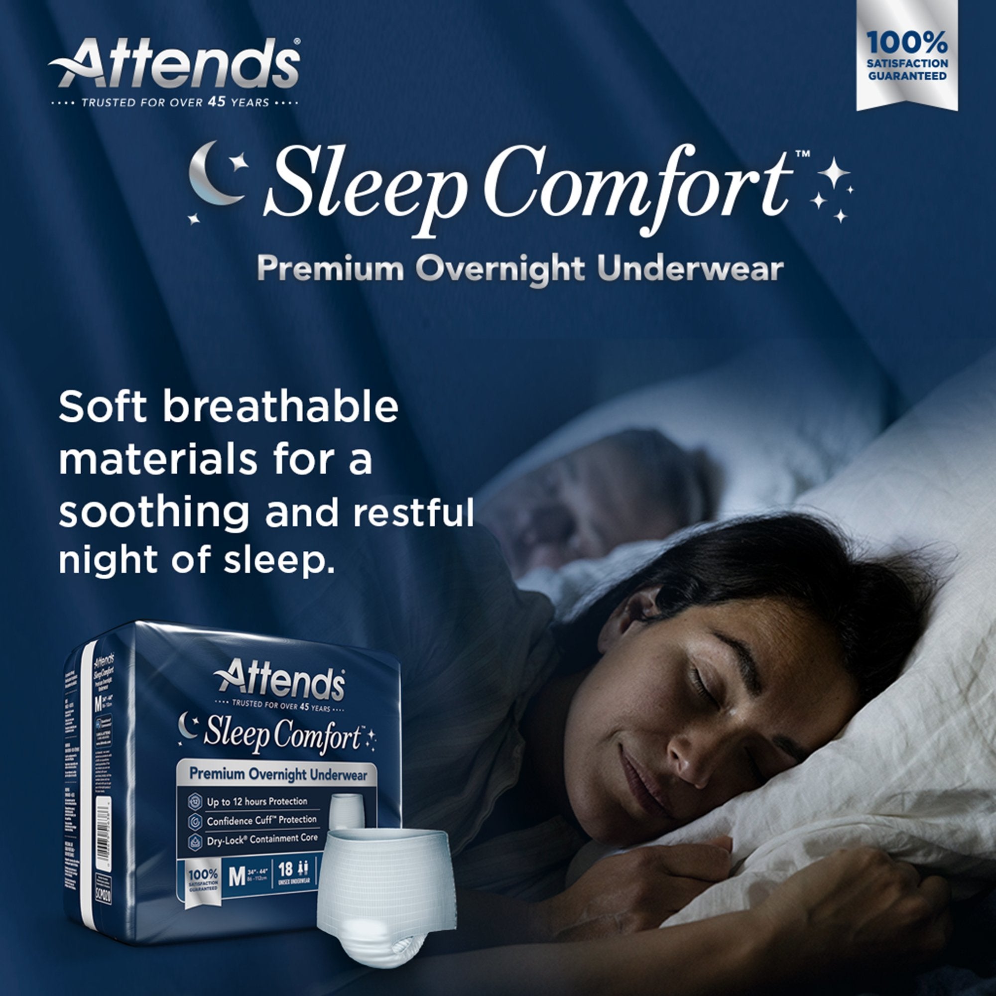 Absorbent Underwear Attends Sleep Comfort Premium Overnight Pull On with Tear Away Seams Adult Medium Unisex Disposable Heavy Absorbency - image 8