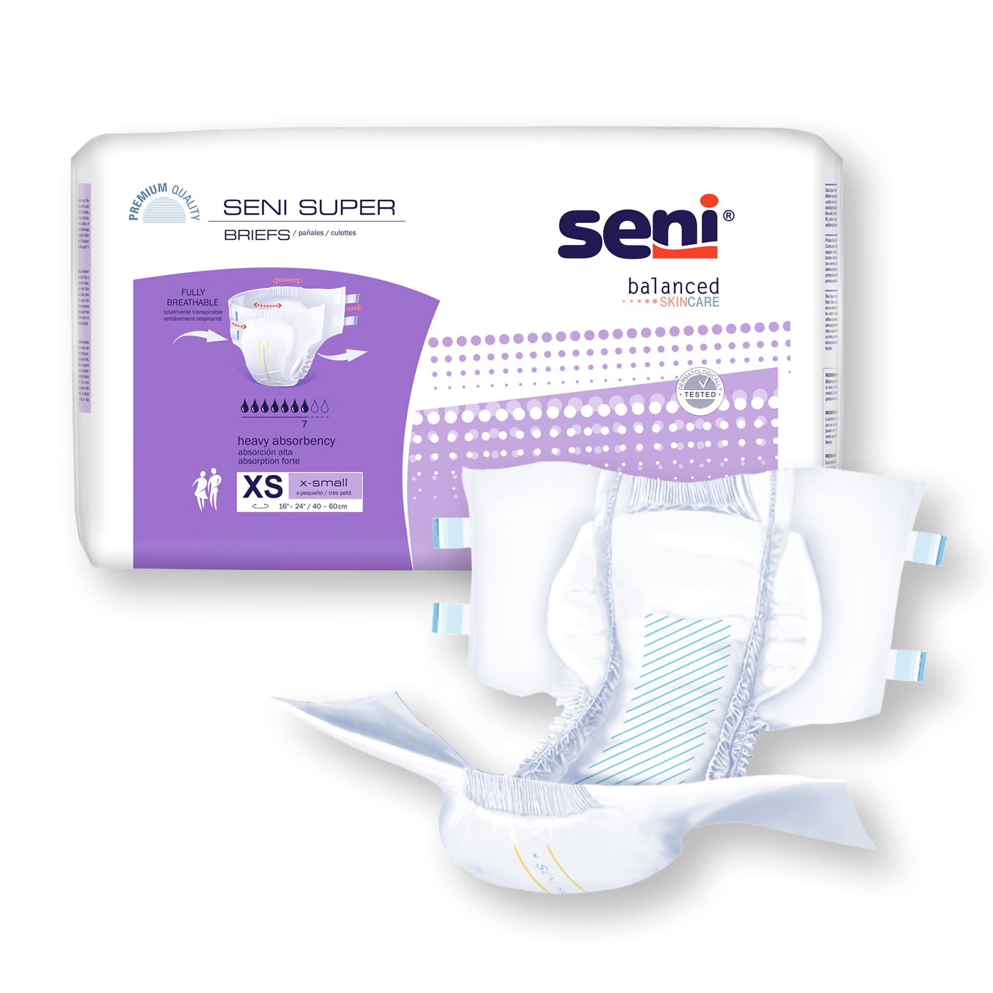Incontinence Brief Seni® Super Adult X-Small Unisex Disposable Heavy Absorbency - image 5