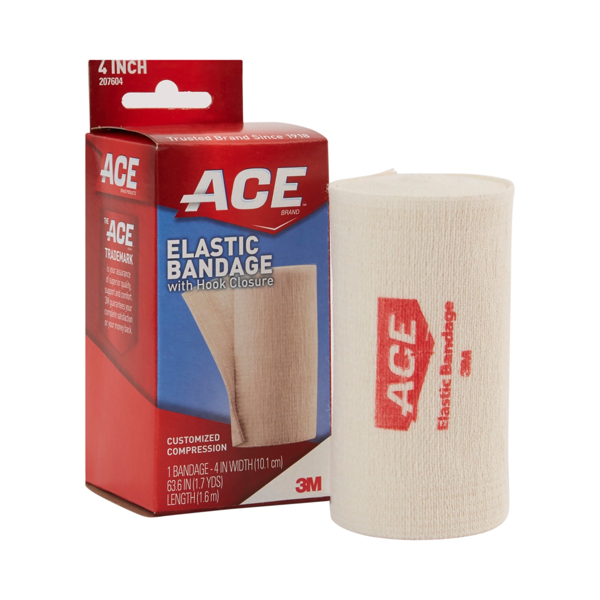 Elastic Bandage 3M™ ACE™ 4 Inch X 5-3/10 Foot Single Hook and Loop Closure Tan NonSterile Standard Compression