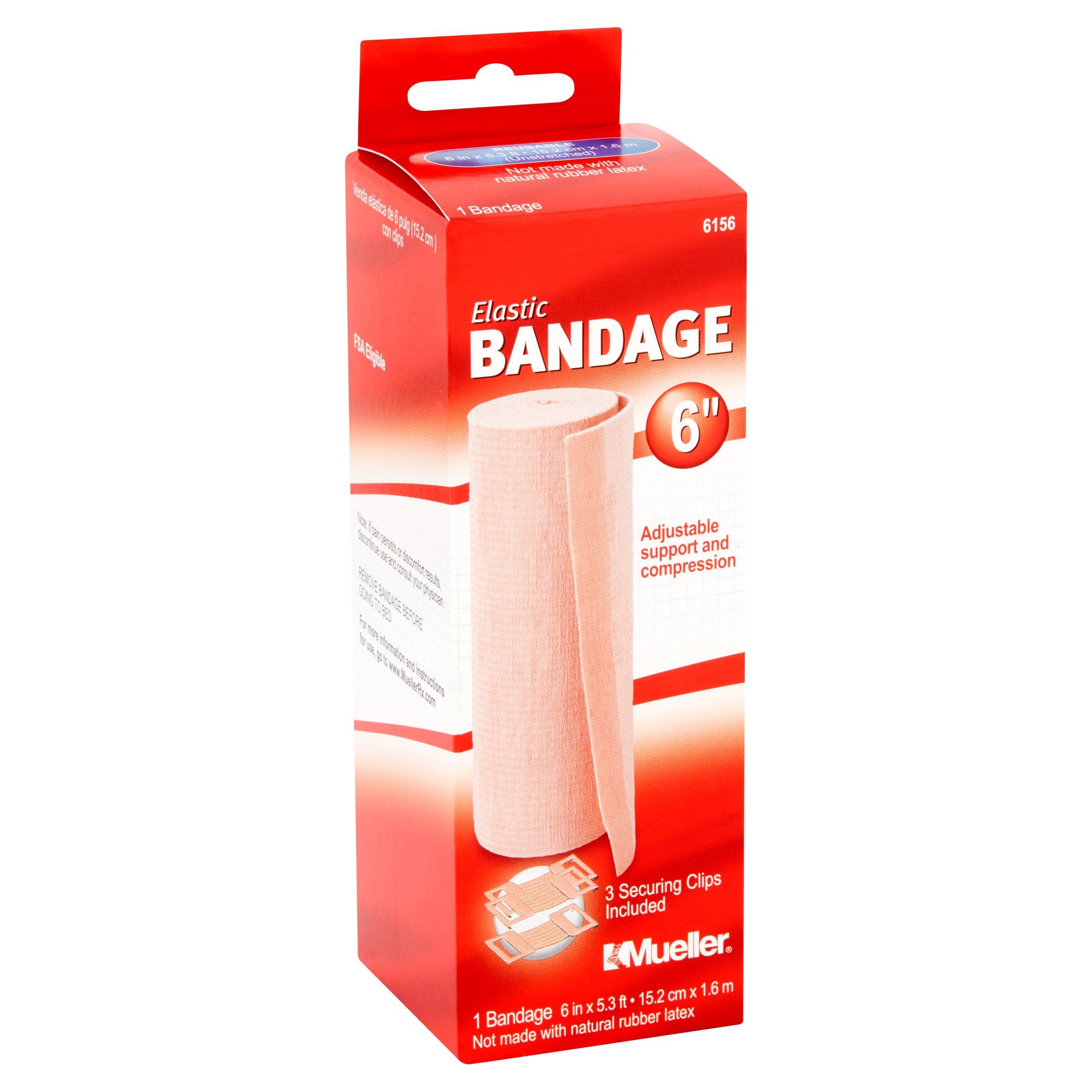 Elastic Bandage Mueller® 6 Inch X 5.3 Foot Clip Detached Closure Beige NonSterile Standard Compression - image 2