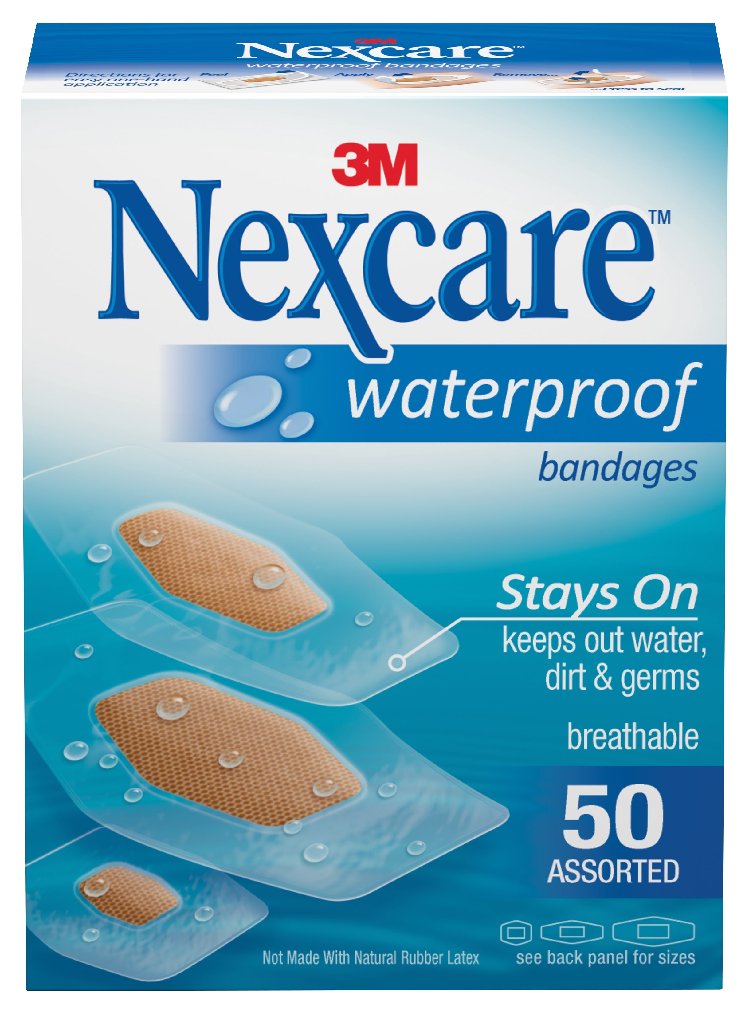 Nexcare™ Waterproof Clear / Tan Adhesive Strip, Assorted Sizes