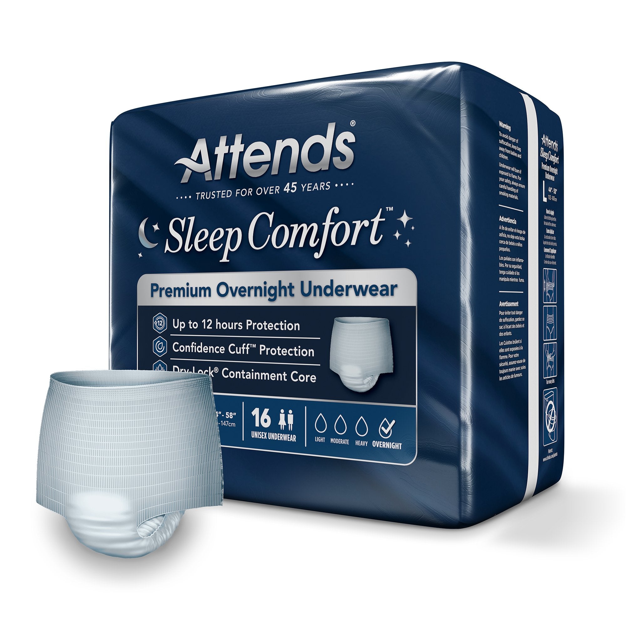 Absorbent Underwear Attends Sleep Comfort Premium Overnight Pull On with Tear Away Seams Adult Large Unisex Disposable Heavy Absorbency - image 2