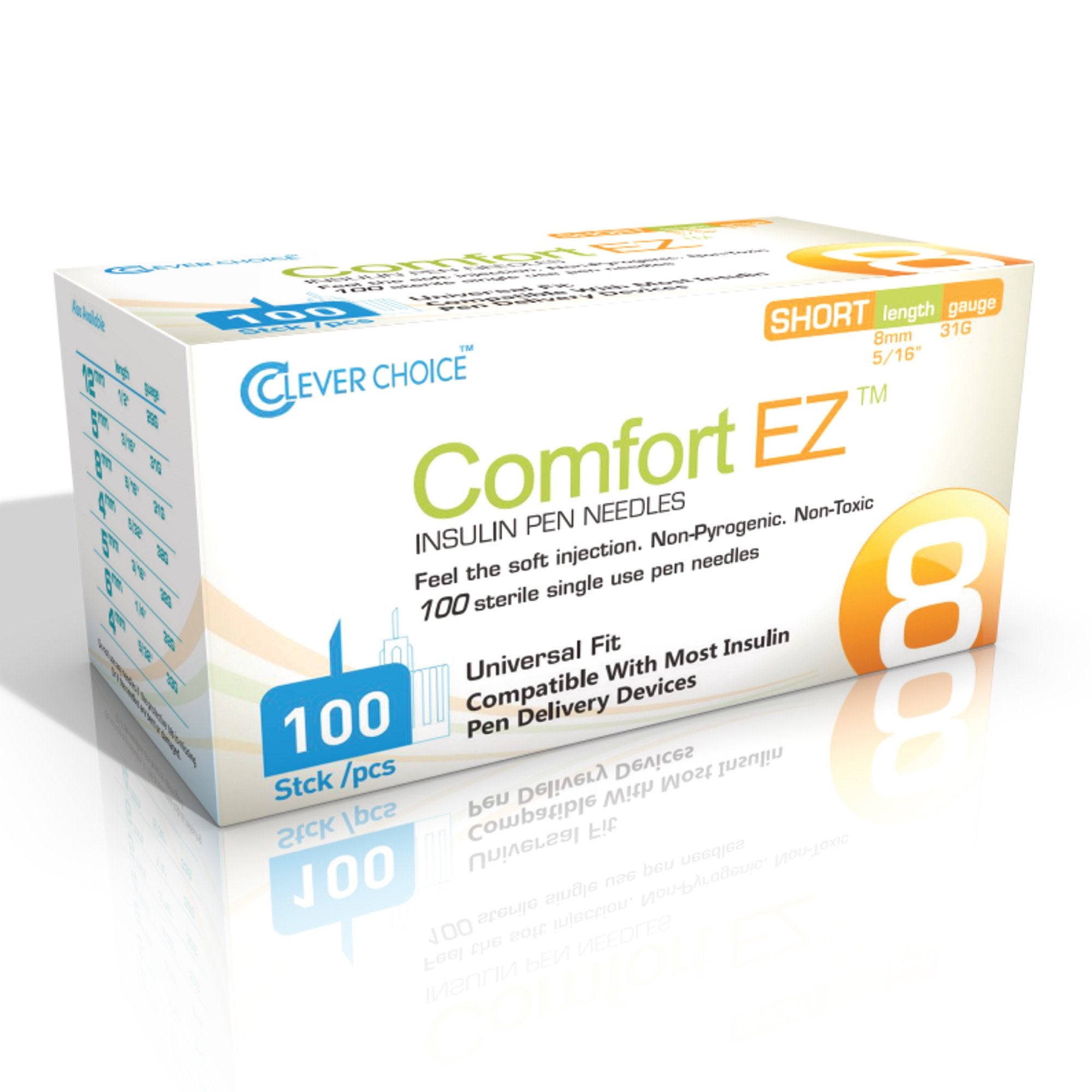 Standard Insulin Pen Needle Comfort EZ™ 31 Gauge 8 mm Length NonSafety