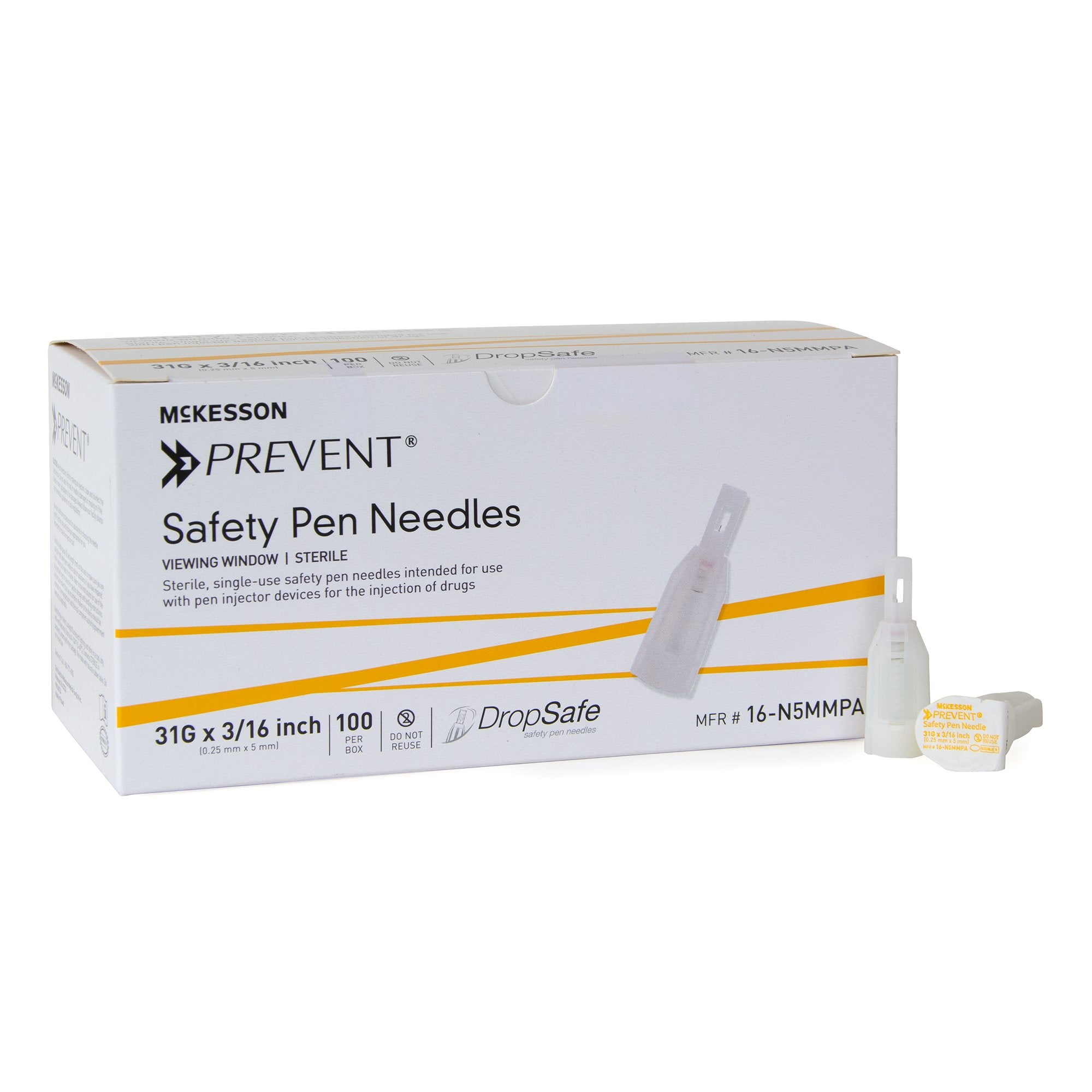 Safety Insulin Pen Needle McKesson 31 Gauge 5 mm Length Active Back-End Protection
