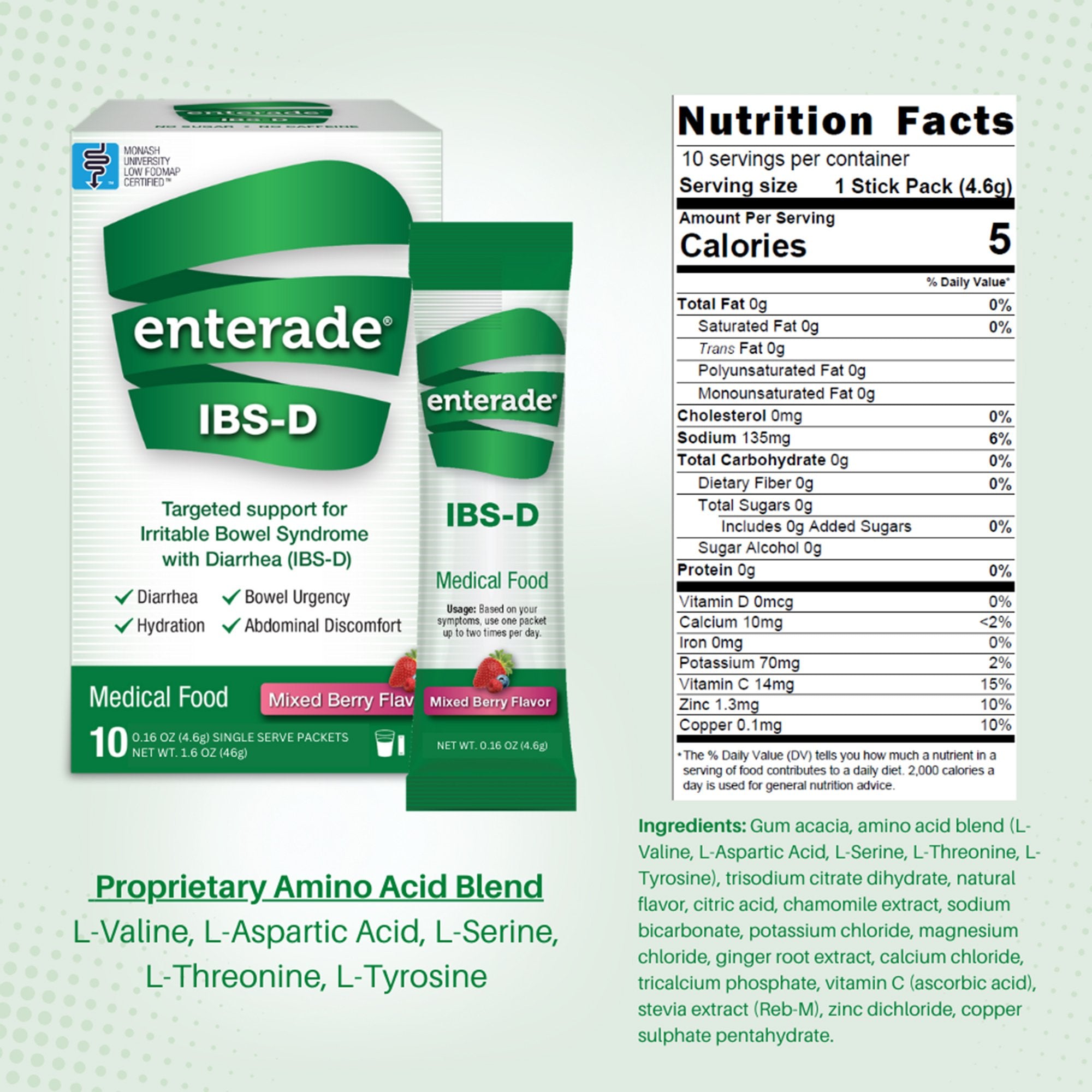 Oral Supplement enterade® IBS-D Mixed Berry Flavor Powder 0.14 oz. Individual Packet - image 4