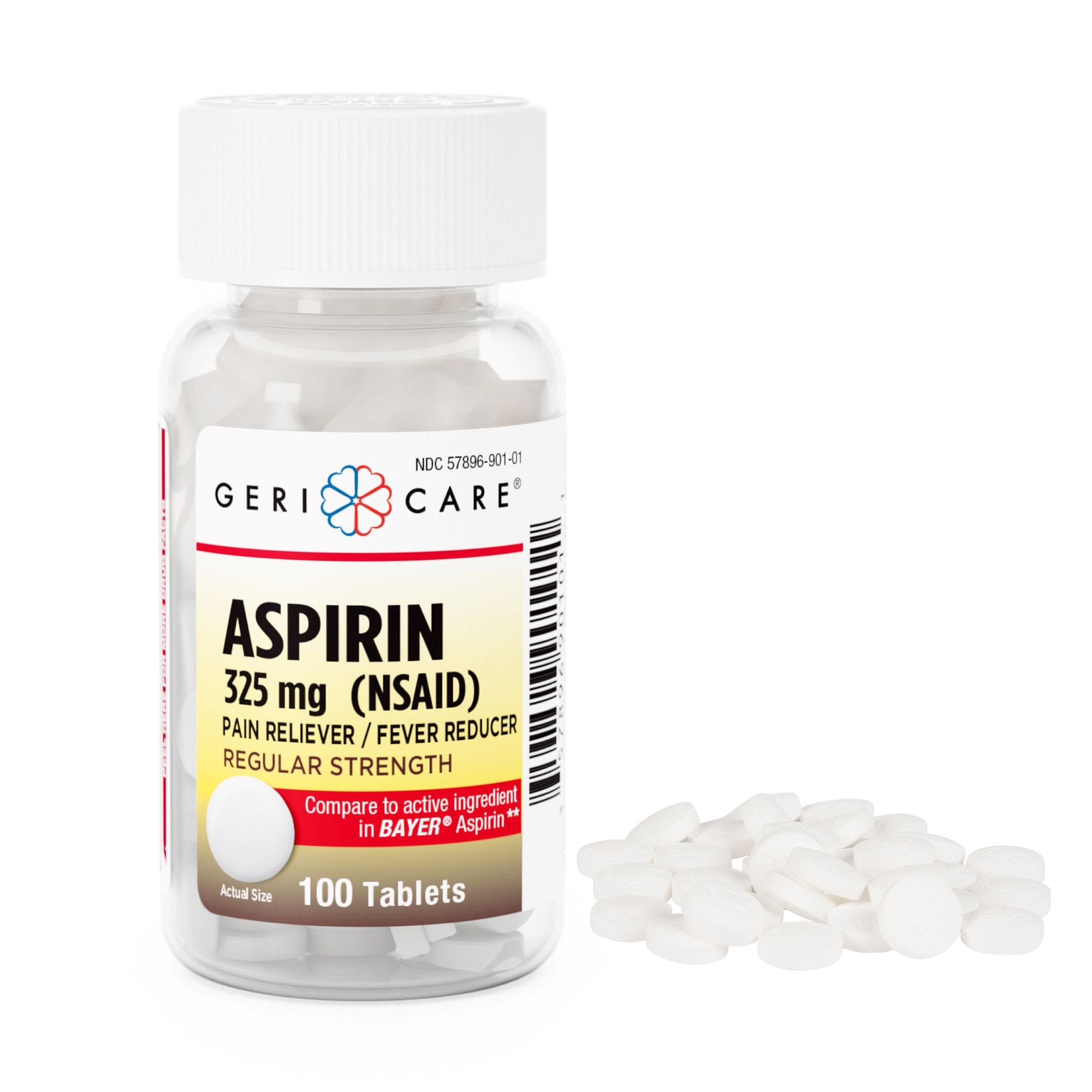 Pain Relief Geri-Care® 325 mg Strength Aspirin Tablet 100 per Bottle