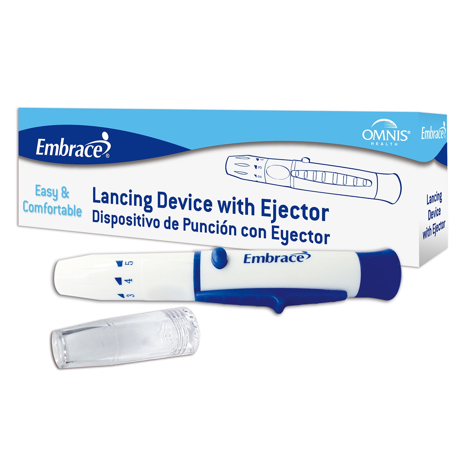 Lancing Device Embrace® Self Destructive Mechanism Push Button Activation Finger