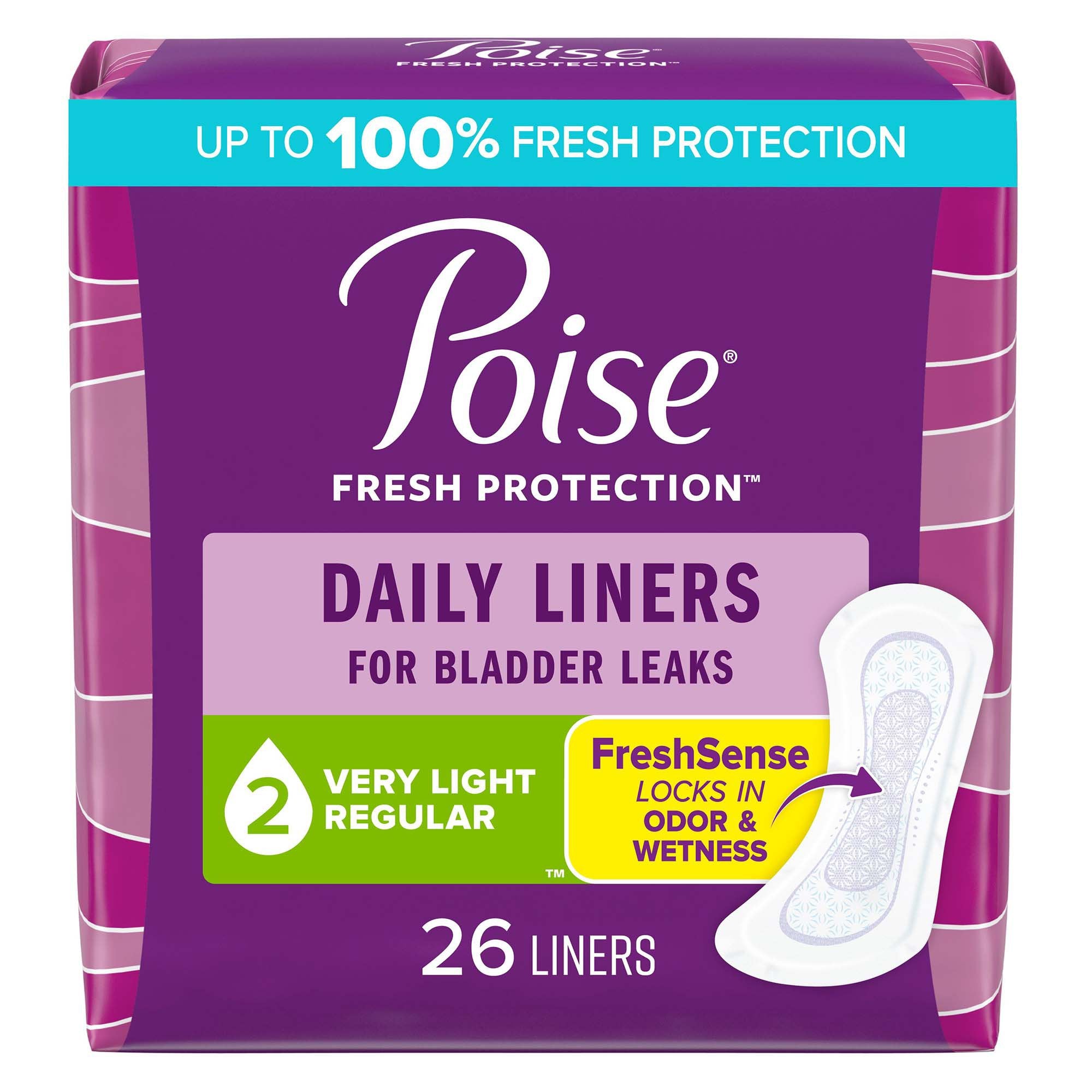 Poise® Bladder Control Pads, Light Absorbency, 7.5 Inch Length