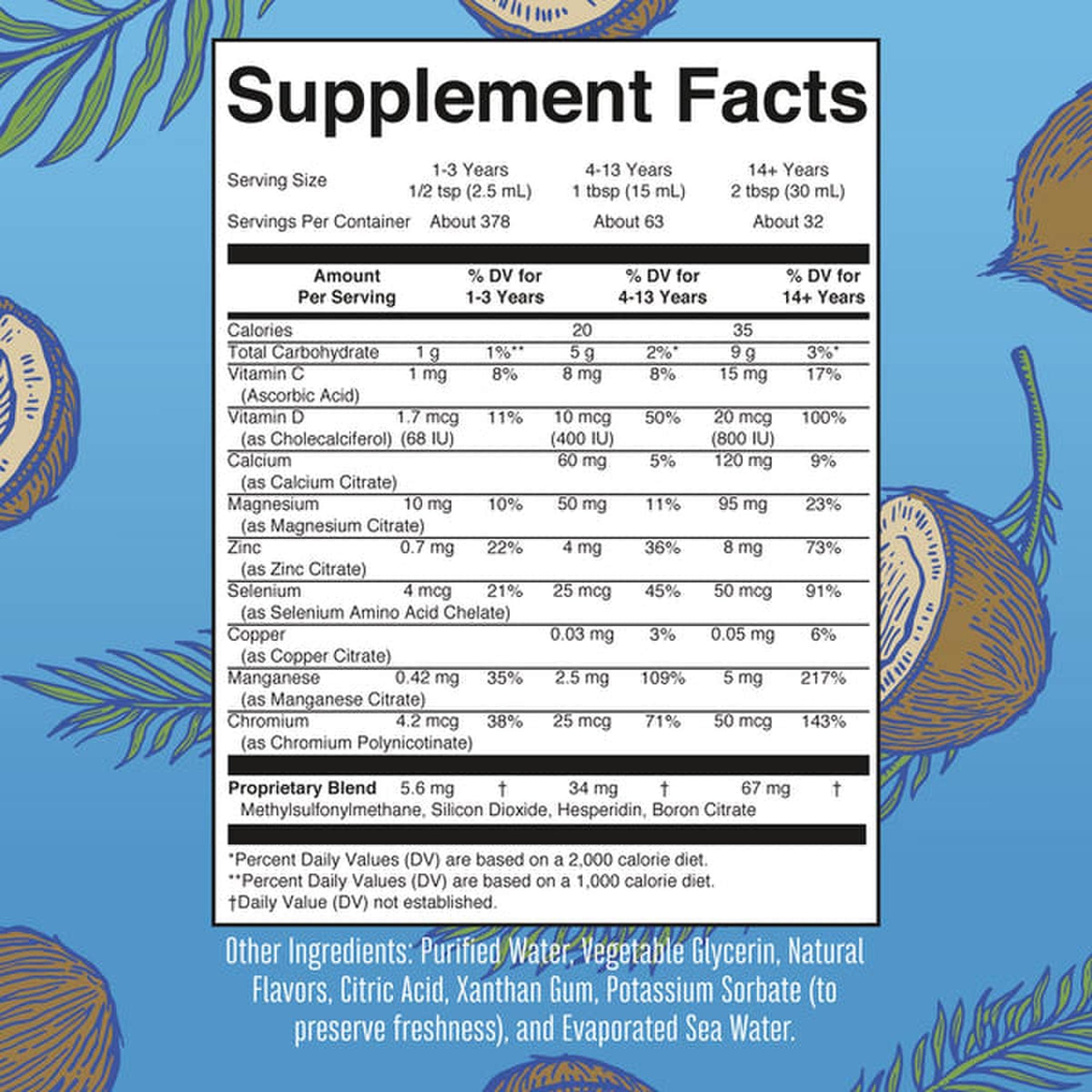 Dietary Supplement Mary Ruth's® Liquid Nighttime Multimineral Vitamin C / D / Calcium / Magnesium 1 mg - 1.7 mcg - 60 mg - 10 mg Strength Liquid 30 oz. Coconut Flavor - image 2