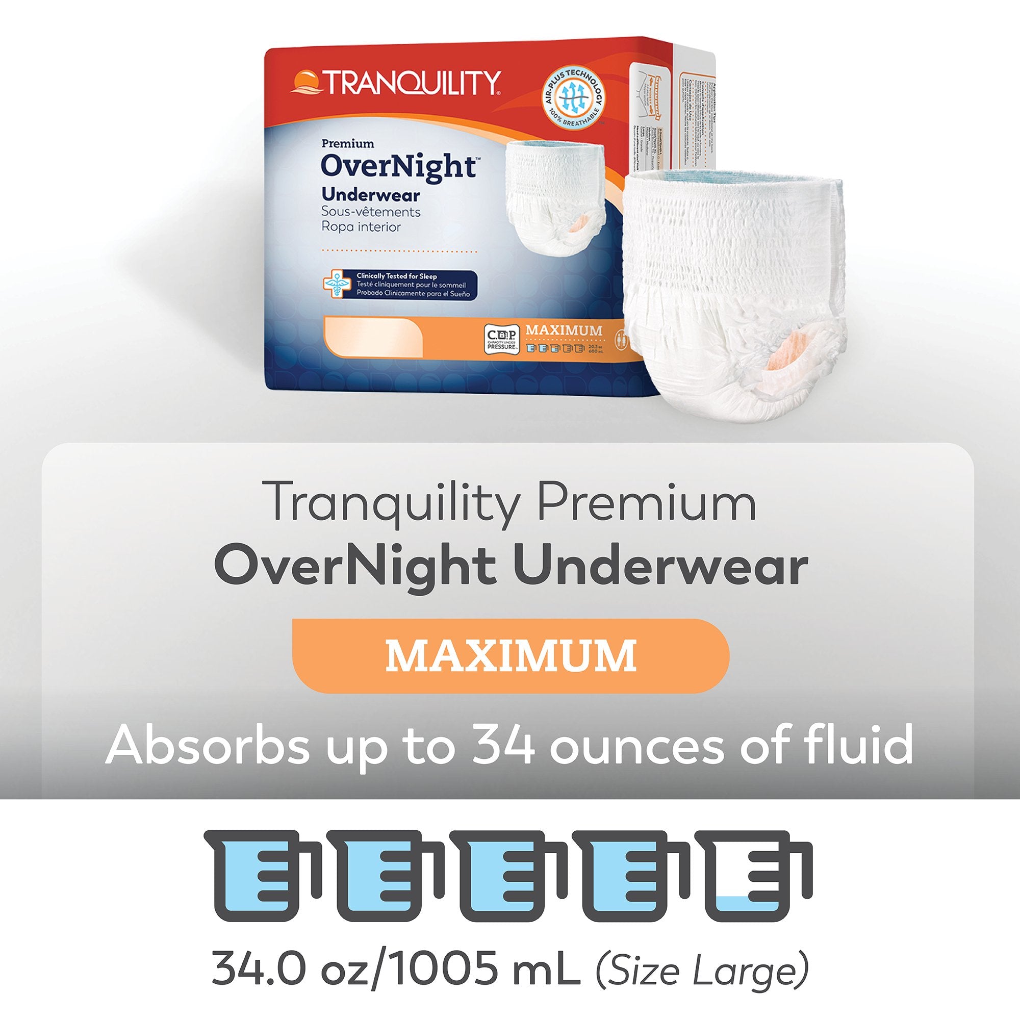 Absorbent Underwear Tranquility® Premium OverNight™ Pull On with Tear Away Seams Adult Large Unisex Disposable Heavy Absorbency - image 2