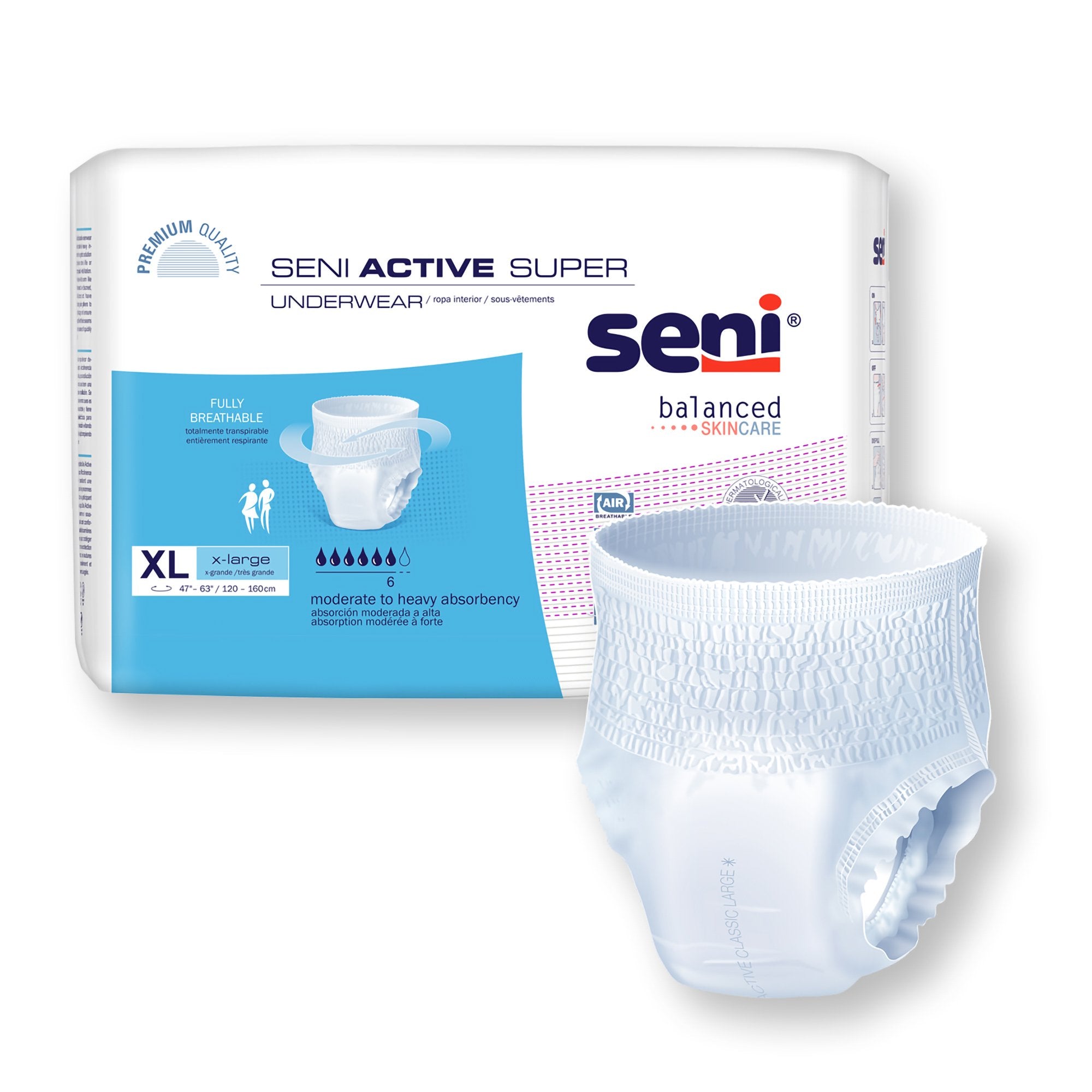 Absorbent Underwear Seni® Active Super Pull On with Tear Away Seams Adult X-Large Unisex Disposable Moderate Absorbency - image 4