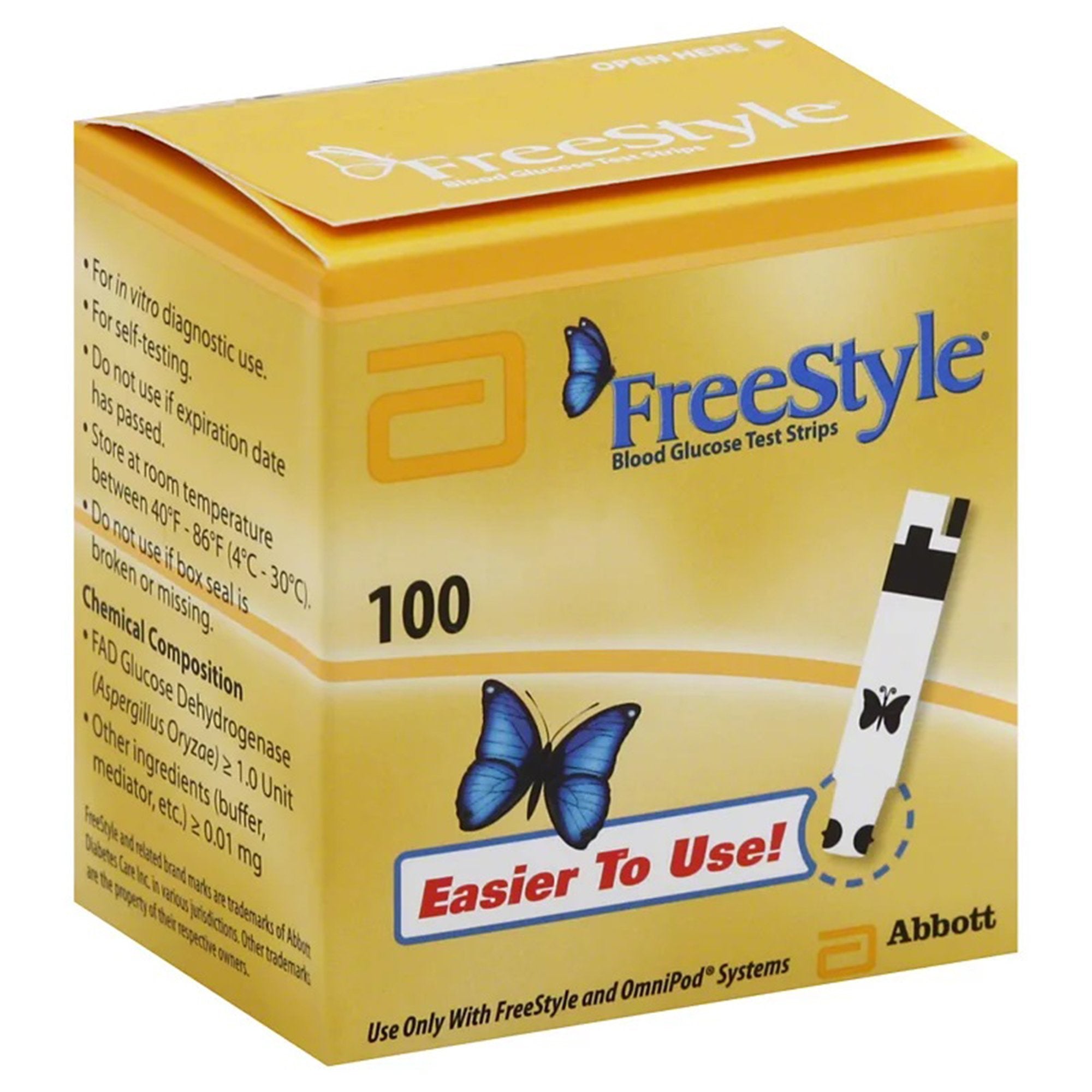 Blood Glucose Test Strips FreeStyle® 50 Strips per Pack For Freestyle® Monitor System