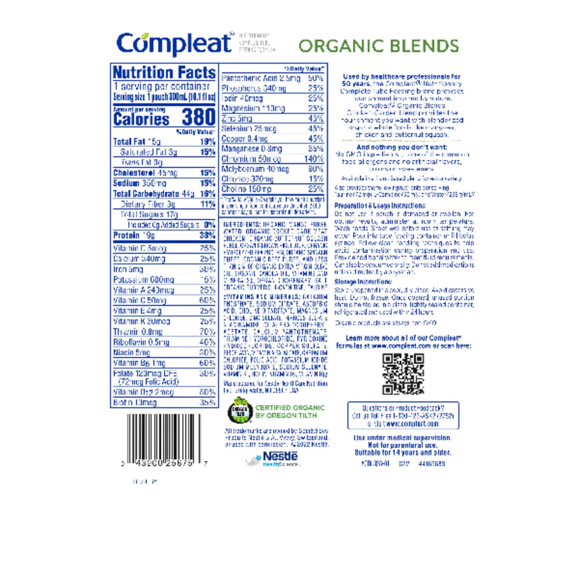 Oral Supplement Compleat® Organic Blends Chicken-Garden Flavor Liquid 10.1 oz. Pouch - image 3