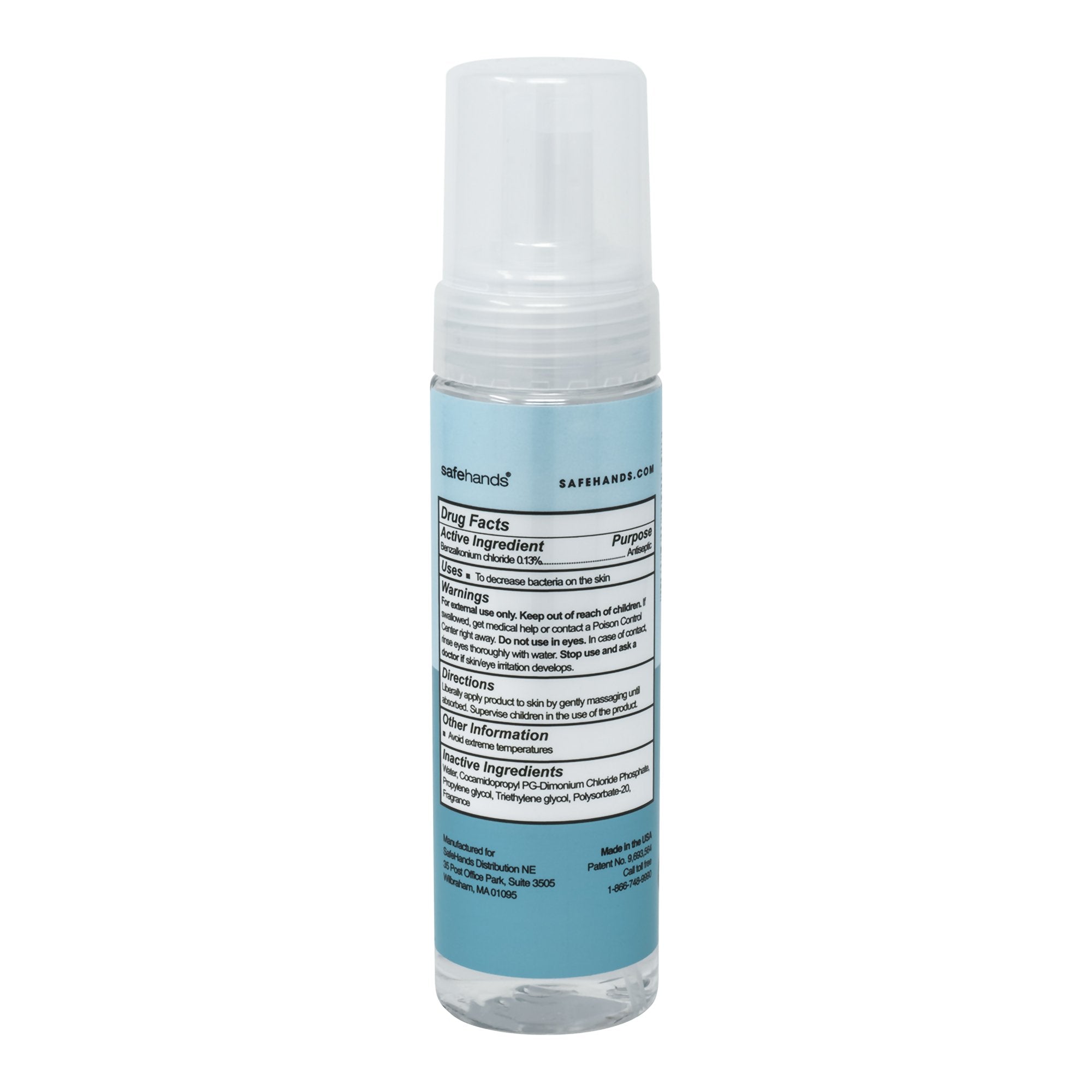 Alcohol-Free Hand Sanitizer safeHands® 7 oz. BZK (Benzalkonium Chloride) Foaming Bottle - image 2